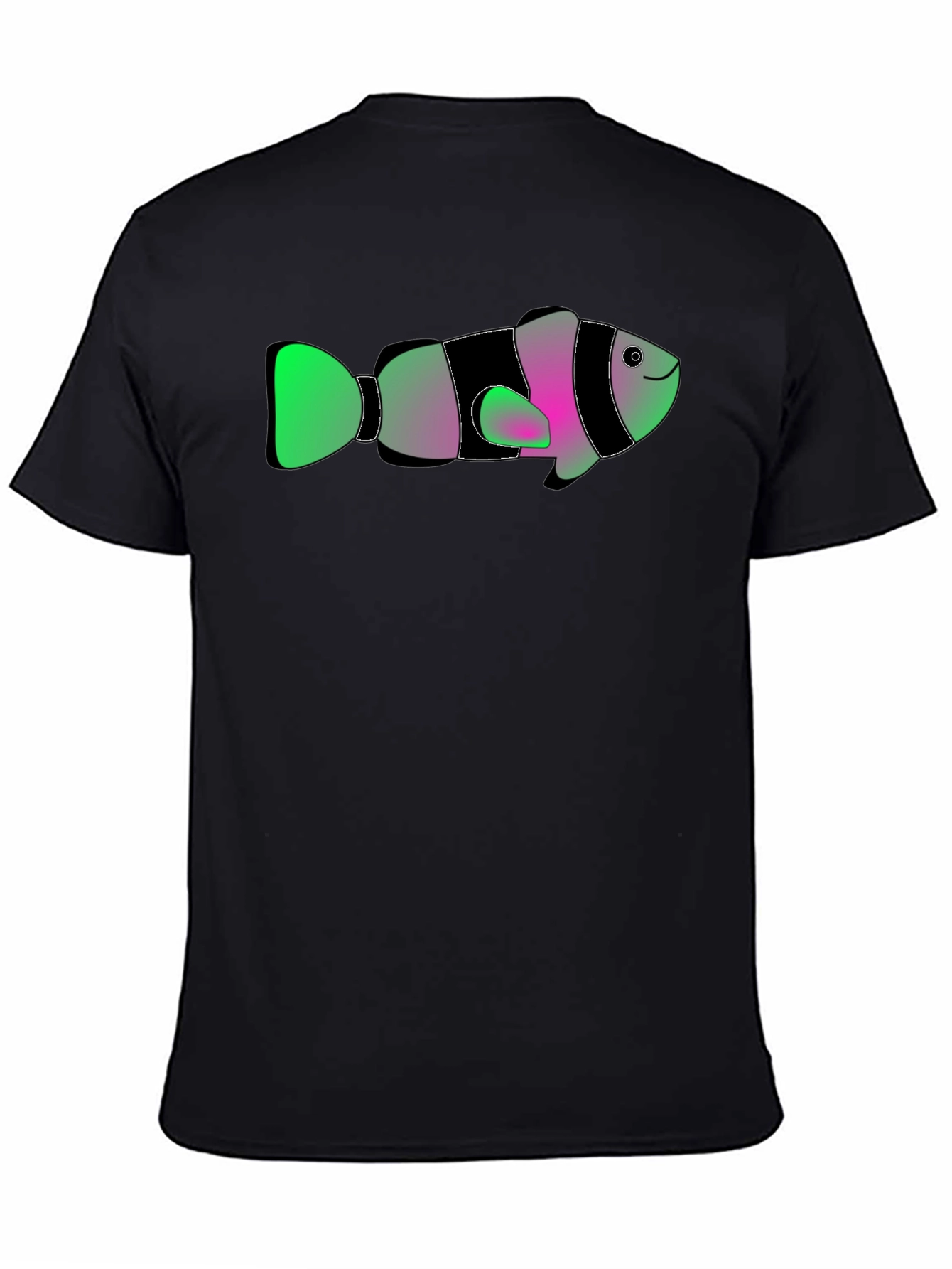 Black Funky Fish Graphic Tee - Soft Black Cotton T-Shirt view 4