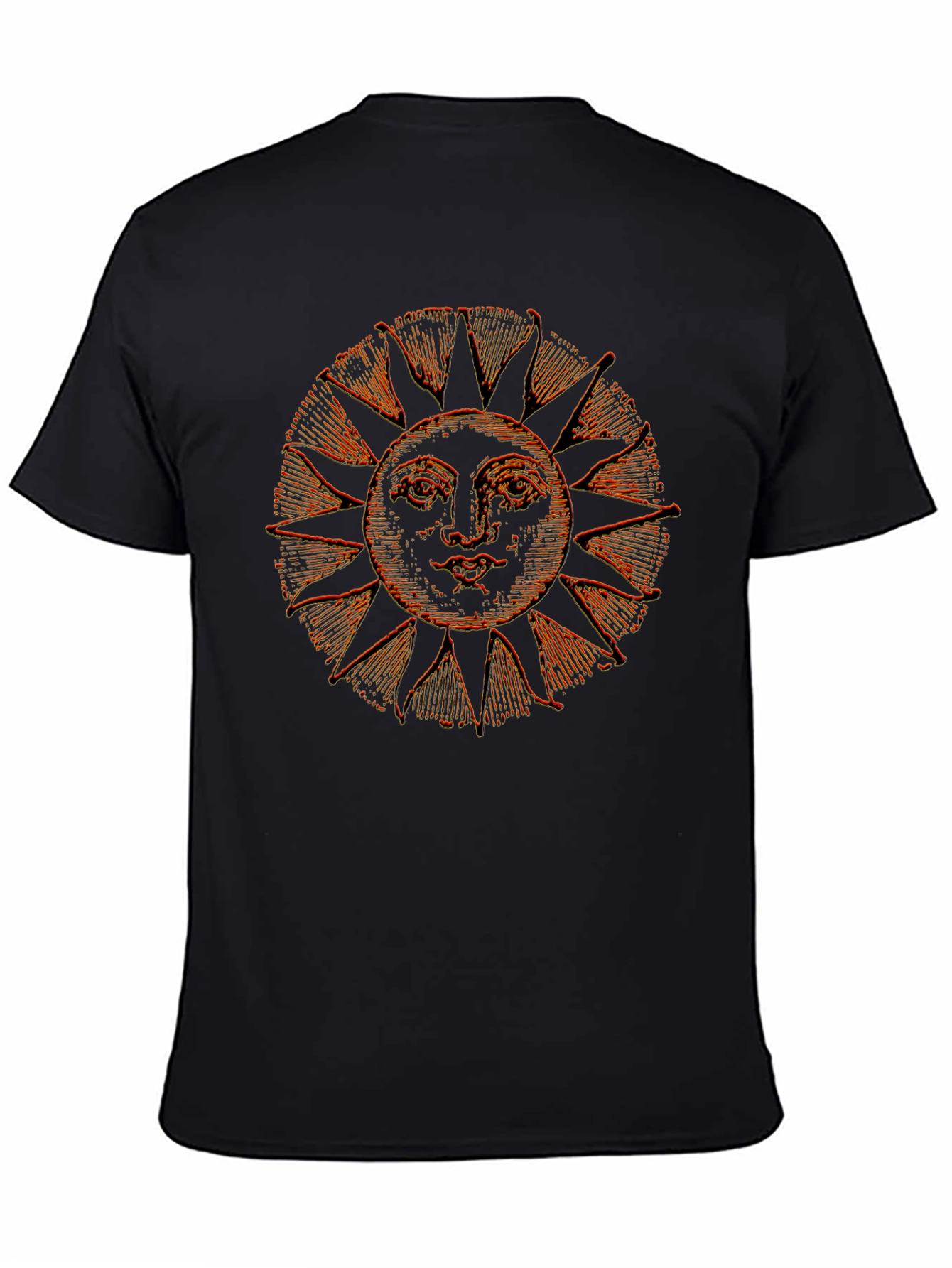 Black Retro Sun Graphic Tee - Black Cotton Blend Shirt view 4
