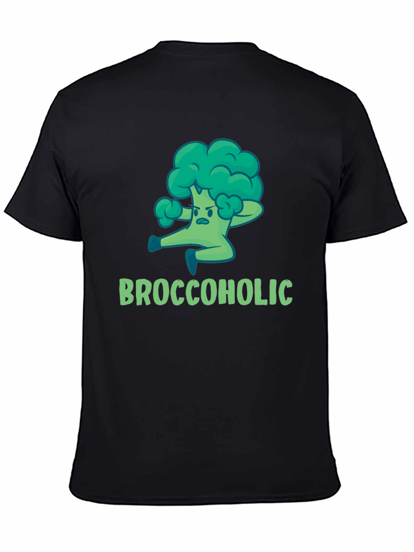 Black Broccoholic T-Shirt: Funny Broccoli Lover Tee view 4