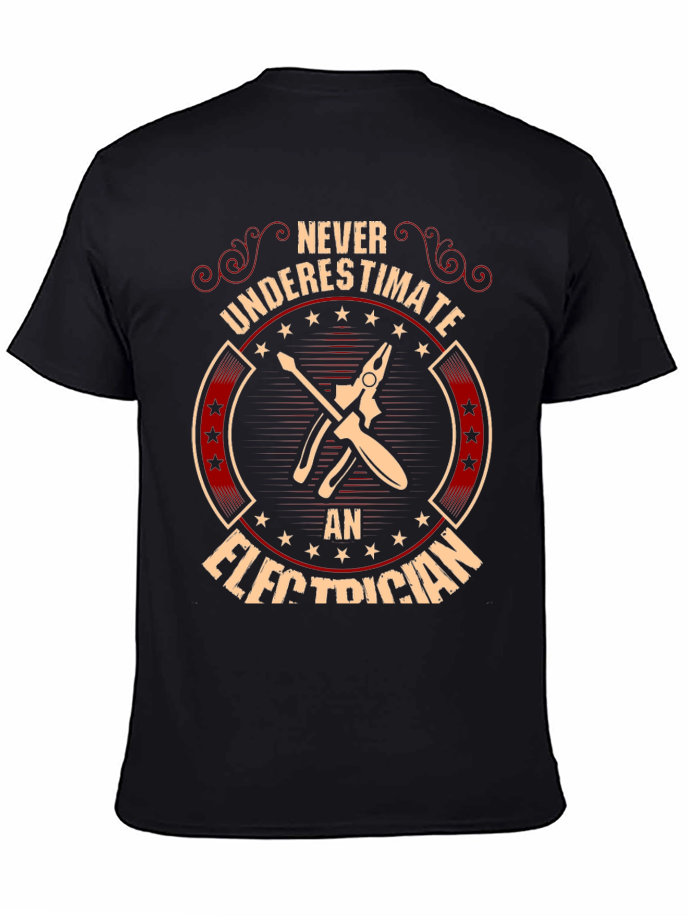 Black Electrician T-Shirt: Never Underestimate view 4