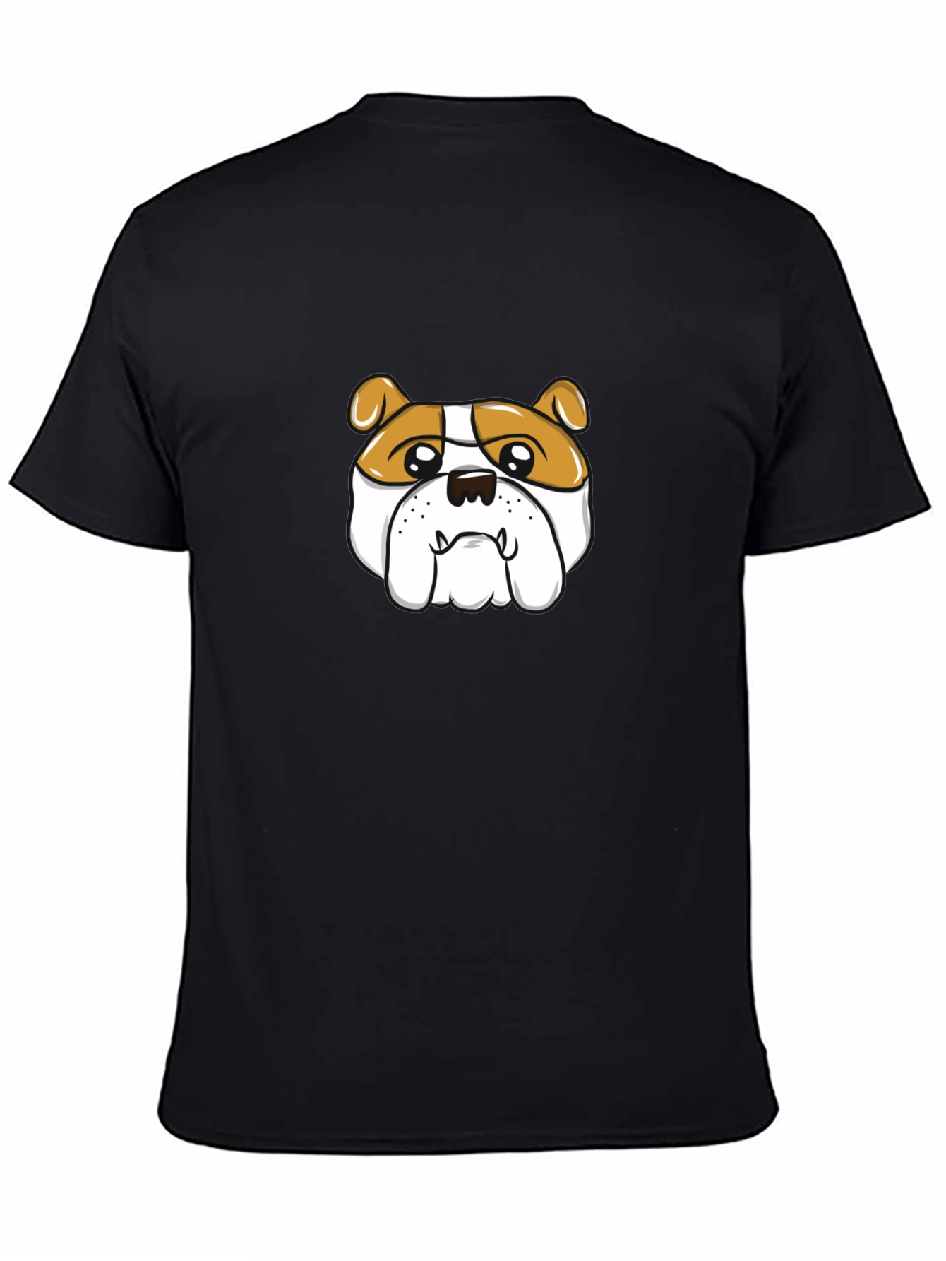 Black Bulldog Cartoon Graphic Tee - Black Cotton T-Shirt view 4