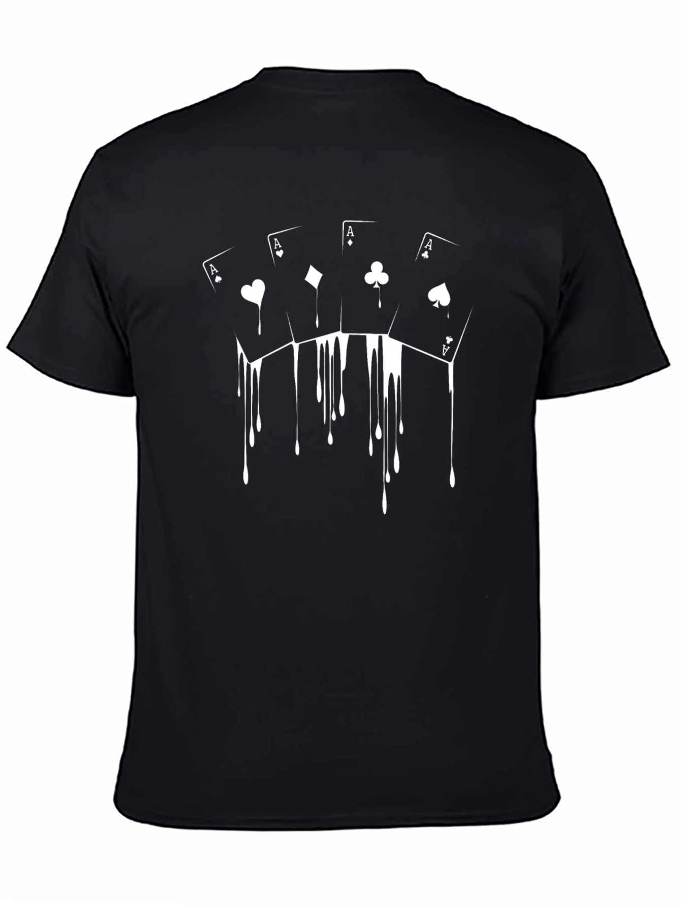 Black Aces Drip Black T-Shirt - Cool Card Game Tee view 4