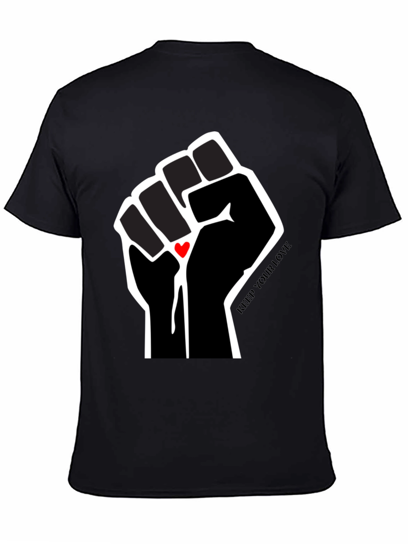 Black Keep Your Love Fist Graphic T-Shirt view 4