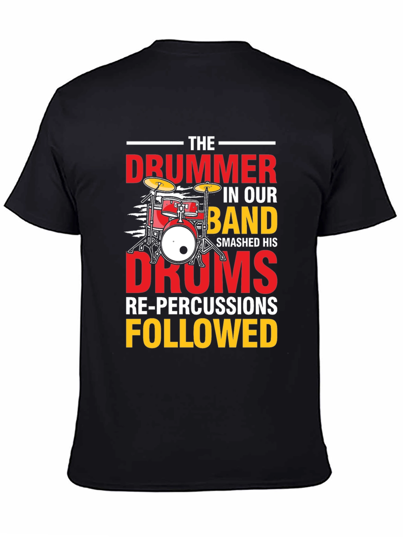 Black Drummer T-Shirt - Funny Band Re-Percussions Tee view 4
