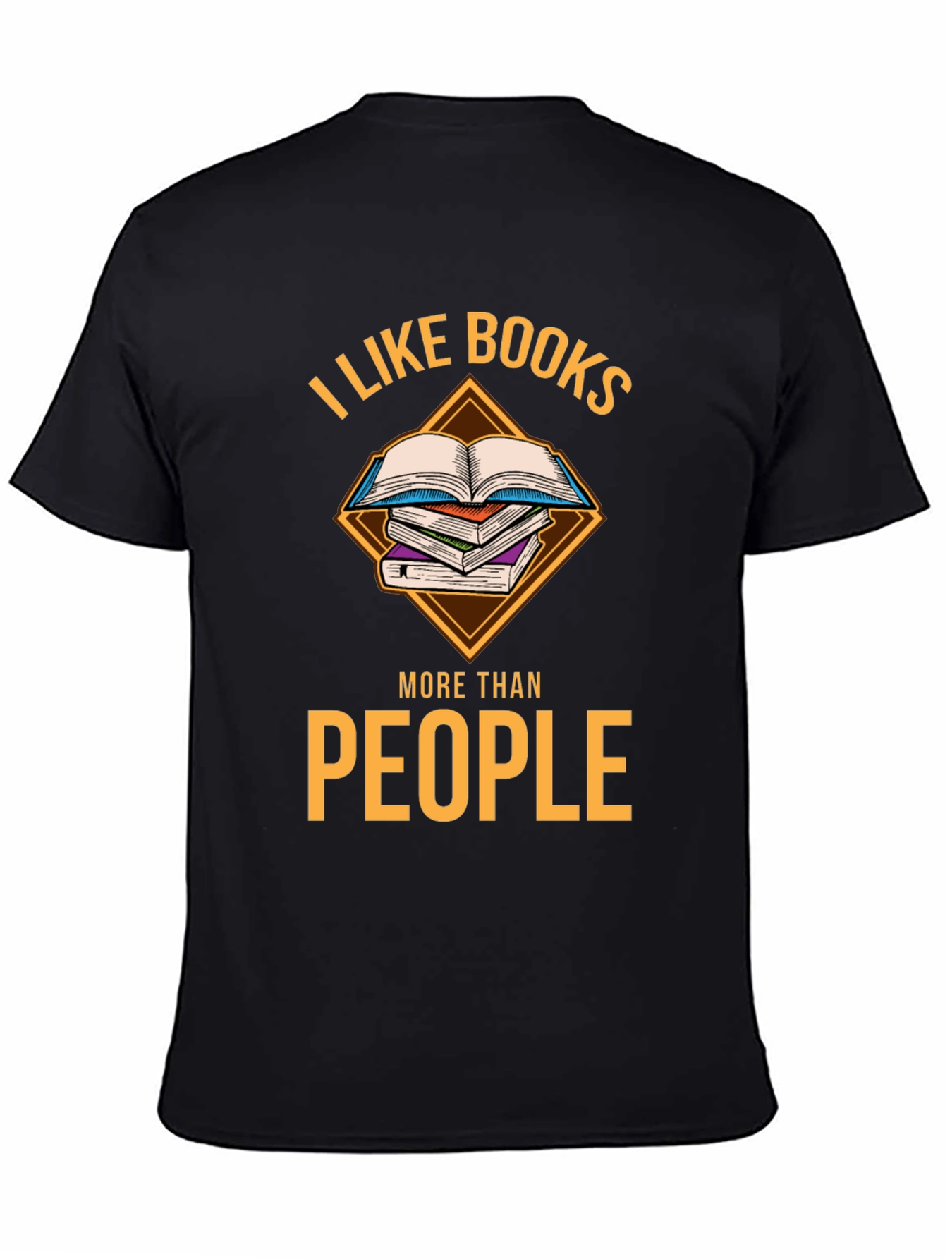 Black I Like Books More Than People T-Shirt view 4