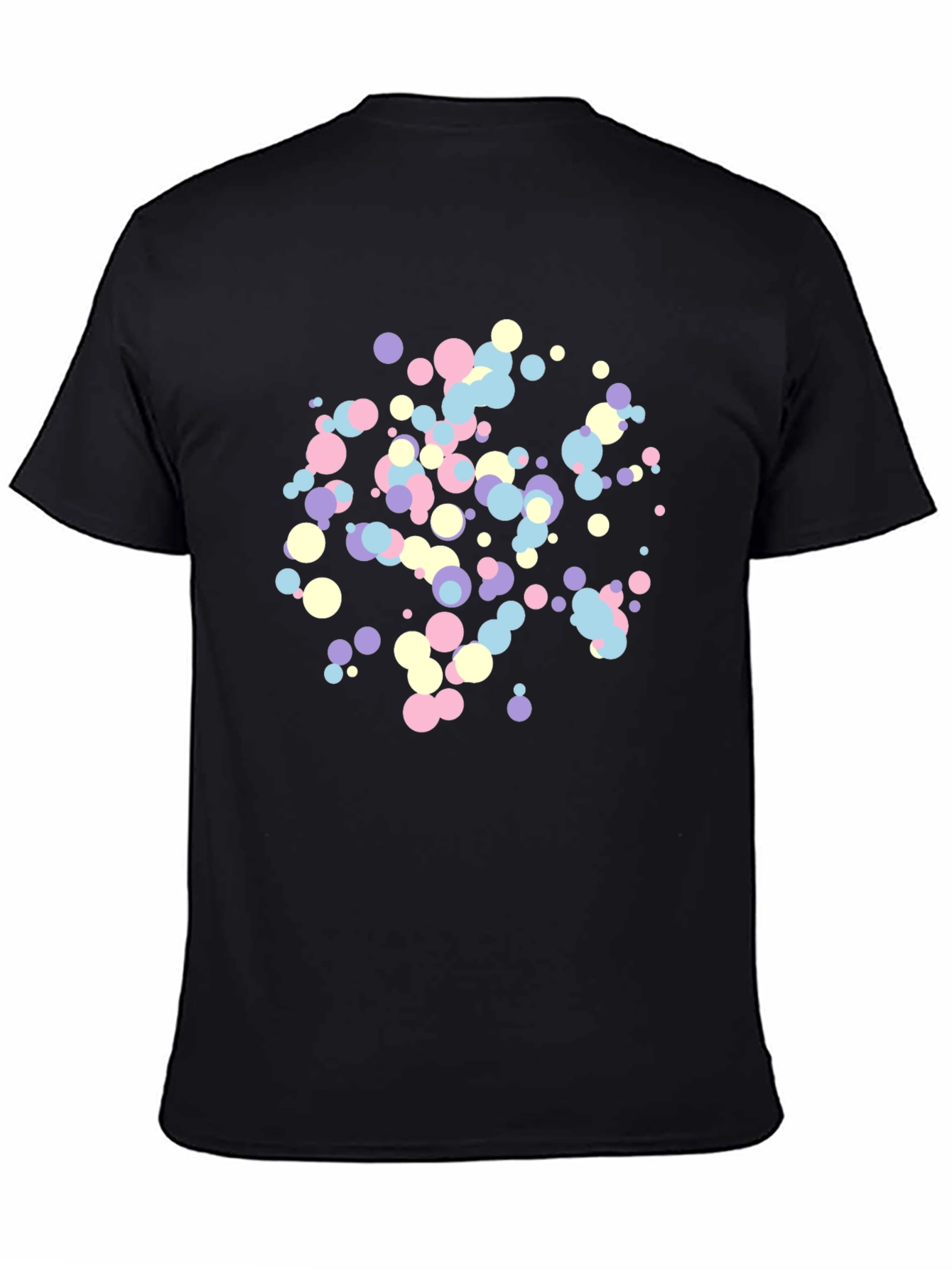Black Colorful Dots Graphic Print Men's Black T-Shirt view 4