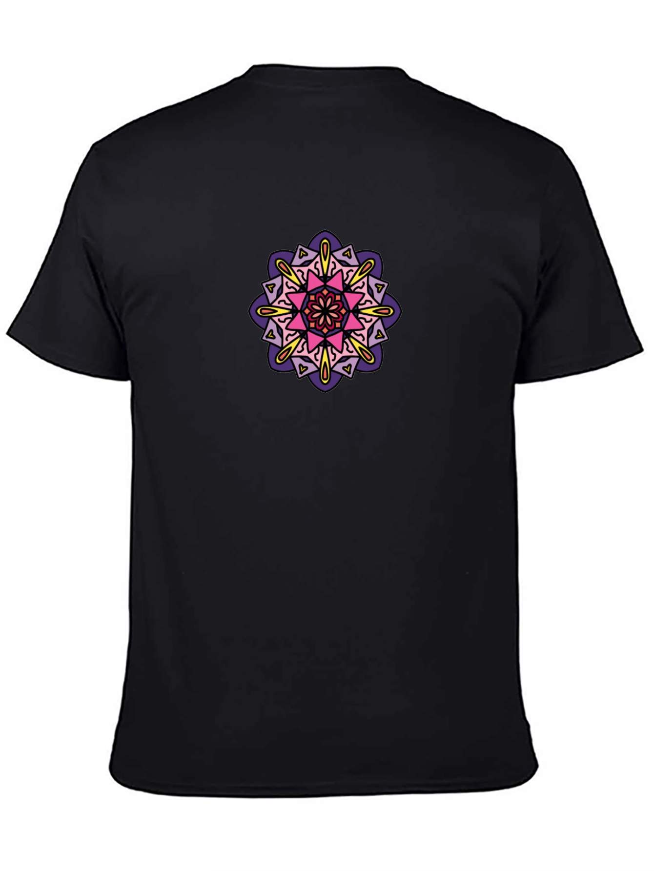 Black Black Tee with Colorful Mandala Design view 4