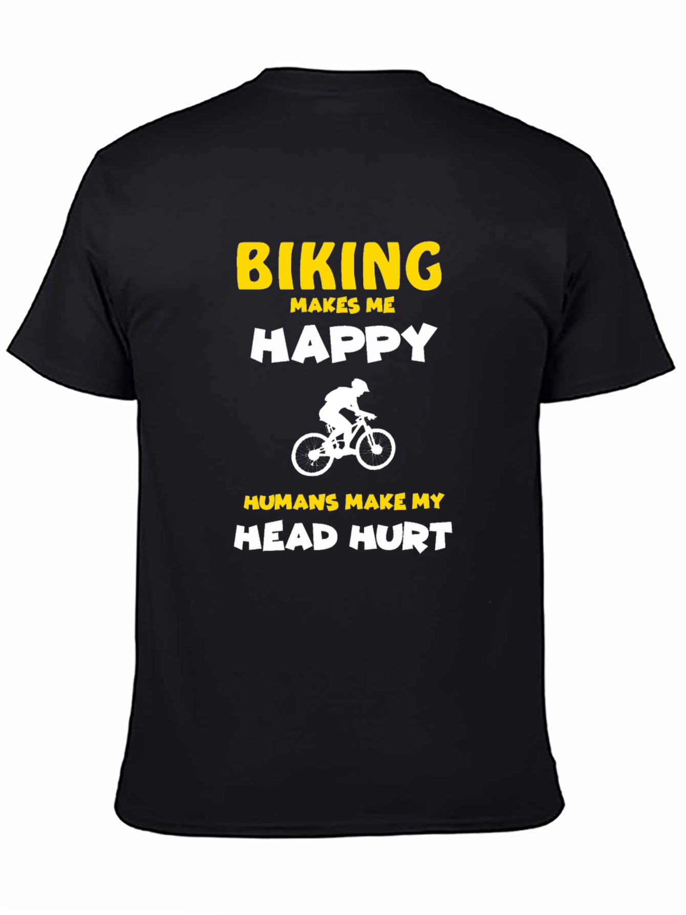 Black Biking Makes Me Happy Graphic Tee - Cycling Enthusiast T-Shirt view 4