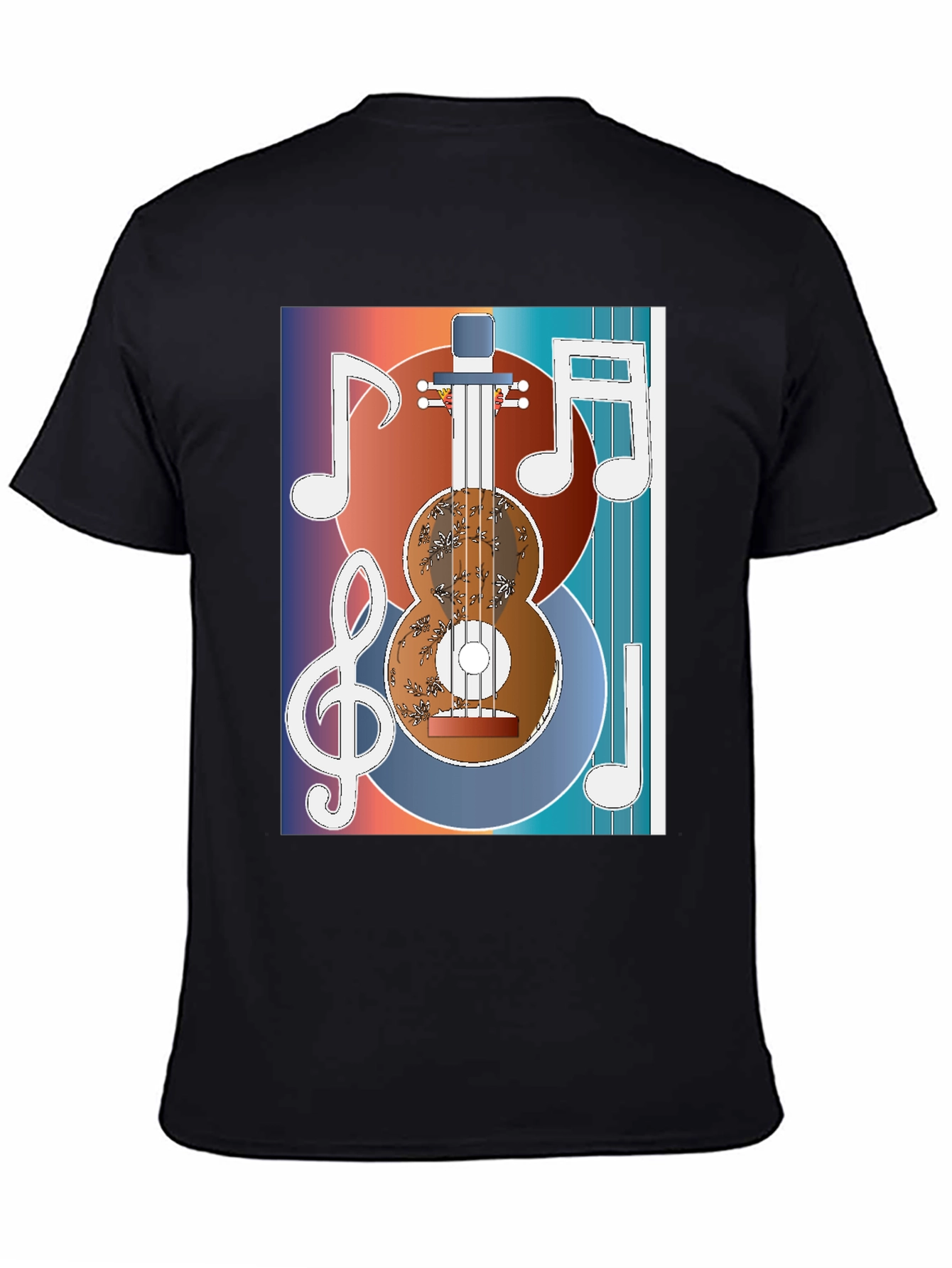 Black Guitar Music Graphic T-Shirt - Artistic Musician Tee view 4