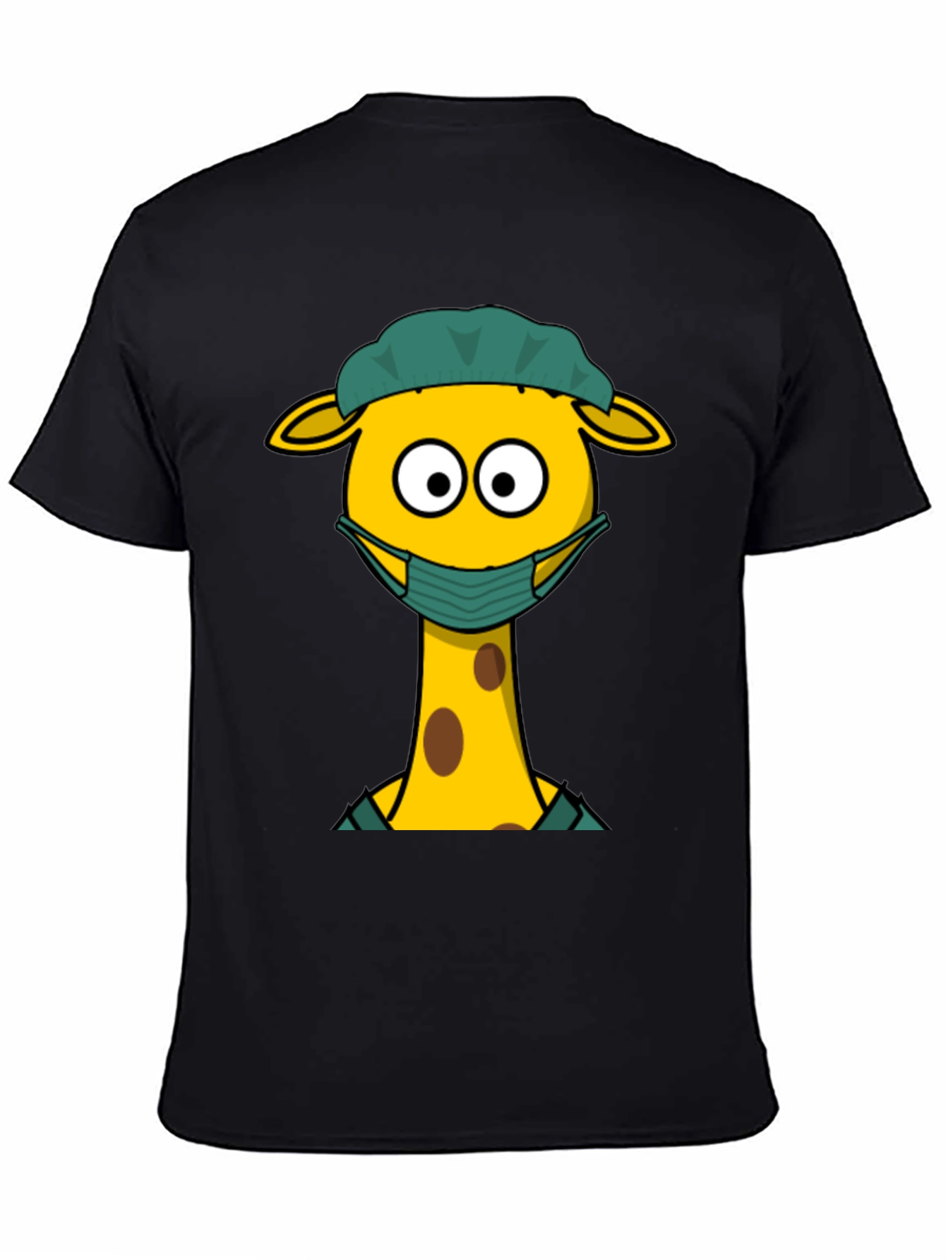 Black Giraffe Wearing Mask Graphic T-Shirt view 4