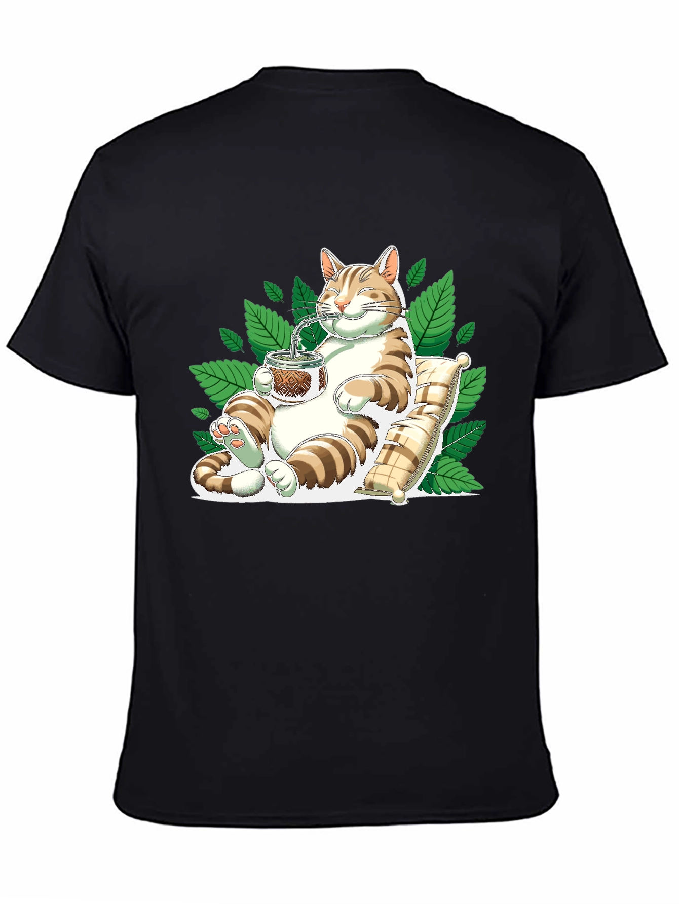 Black Cat Drinking Mate T-Shirt view 4