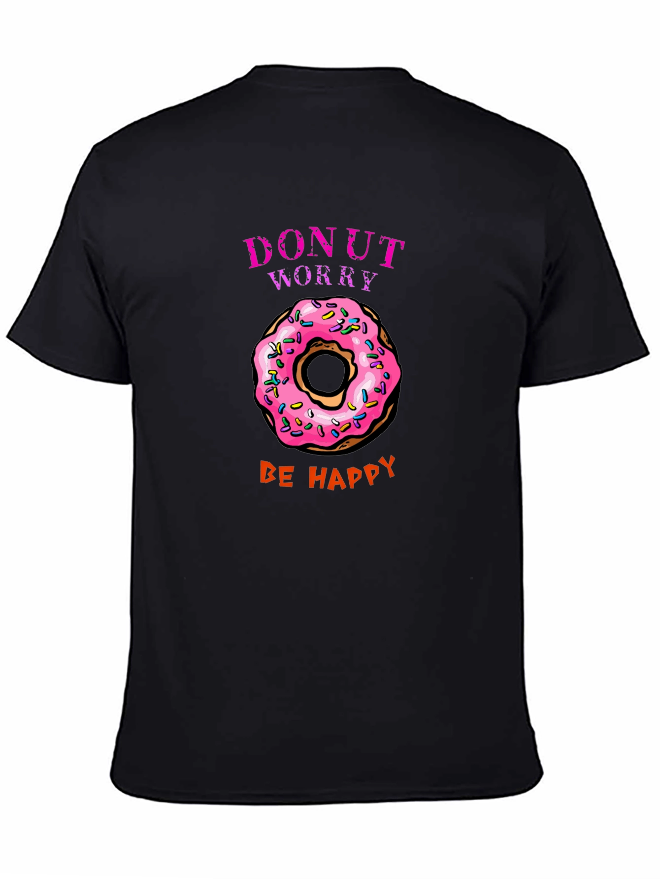 Black Donut Worry Be Happy Graphic Tee view 4
