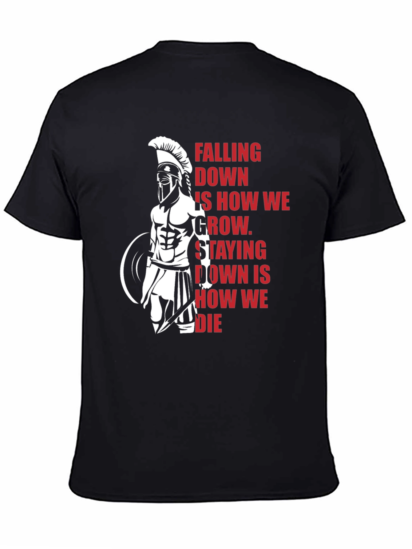Black Spartan Warrior Motivation T-Shirt - Grow or Die view 4