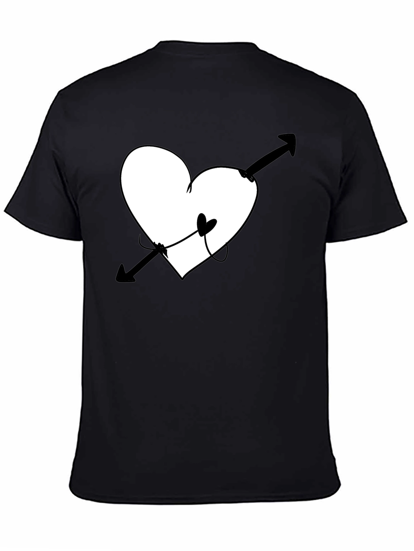 Black Heart Arrow Graphic Tee - Unisex Black T-Shirt view 4