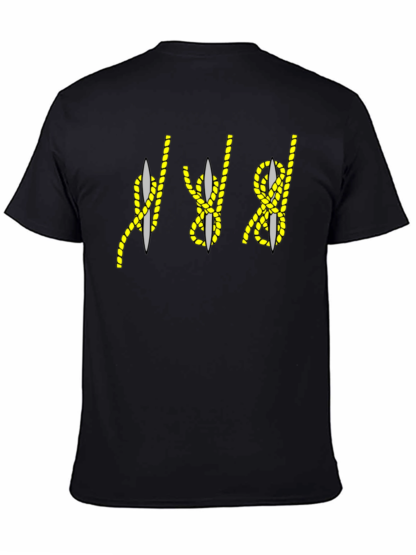 Black Rope Knot & Needle Graphic Tee - Black Cotton Blend view 4