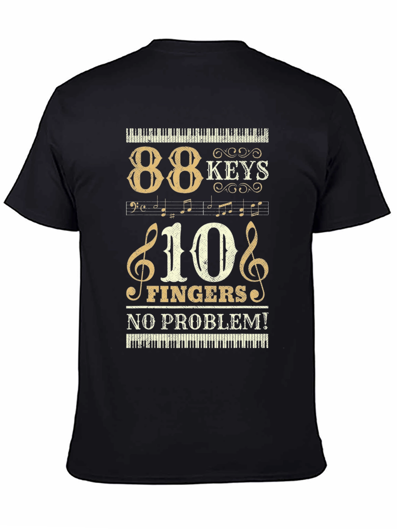 Black 88 Keys 10 Fingers Piano T-Shirt Musician Tee view 4