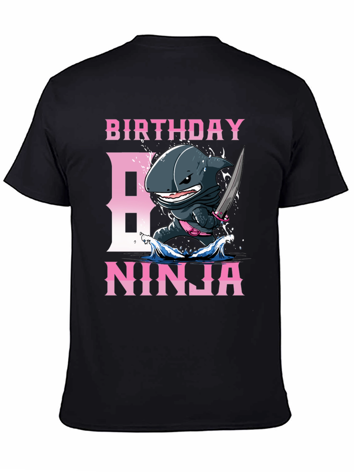 Black Birthday Ninja Shark T-Shirt view 4