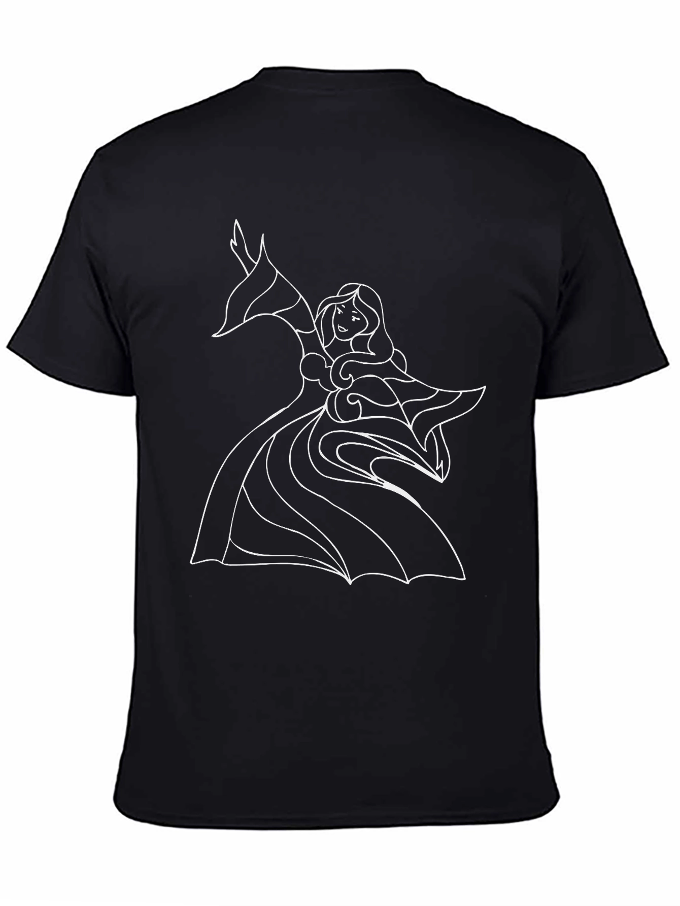 Black Elegant Black T-Shirt with Stylized Dancer Design view 4