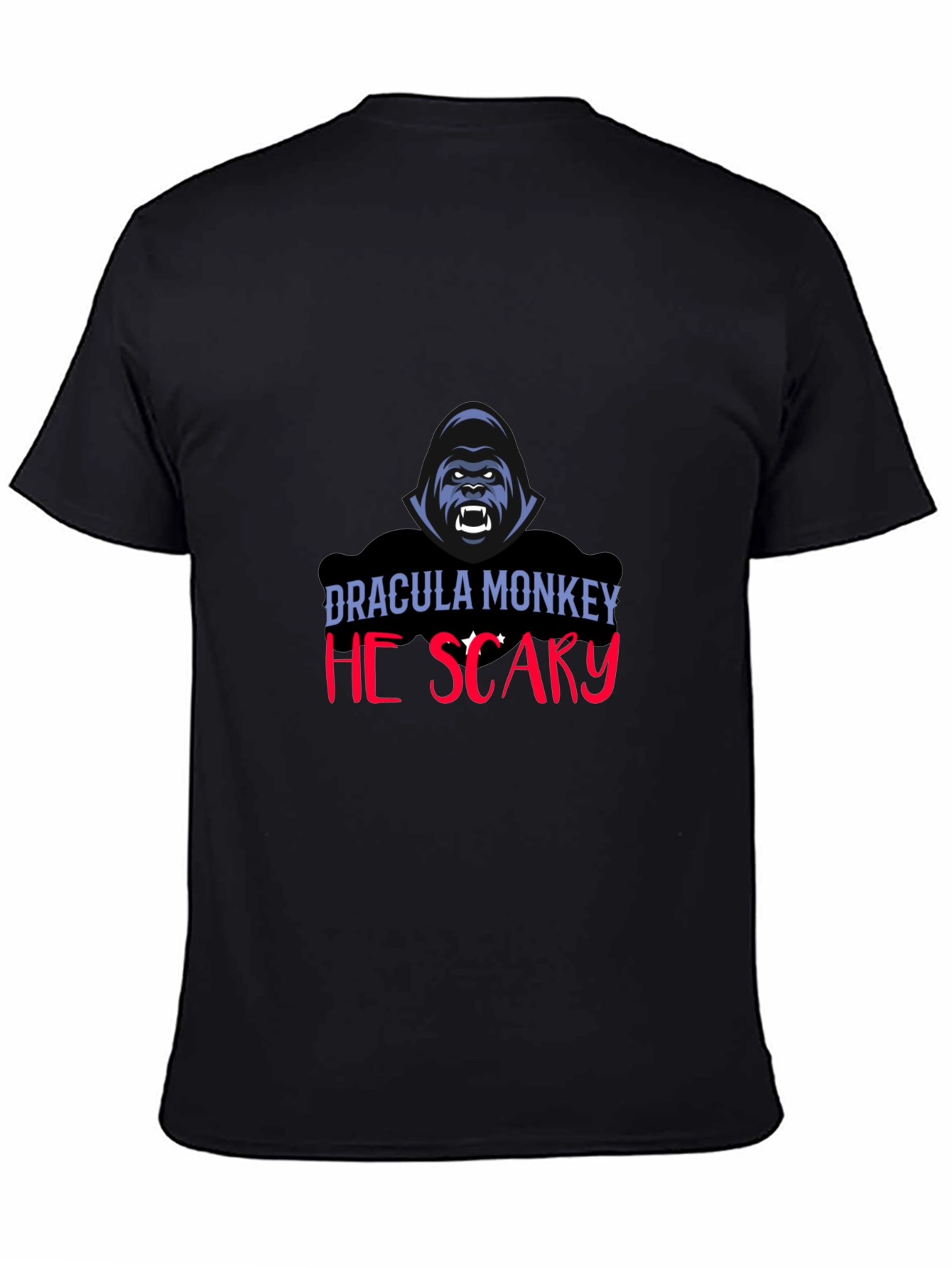 Black Dracula Monkey He Scary Graphic T-Shirt view 4