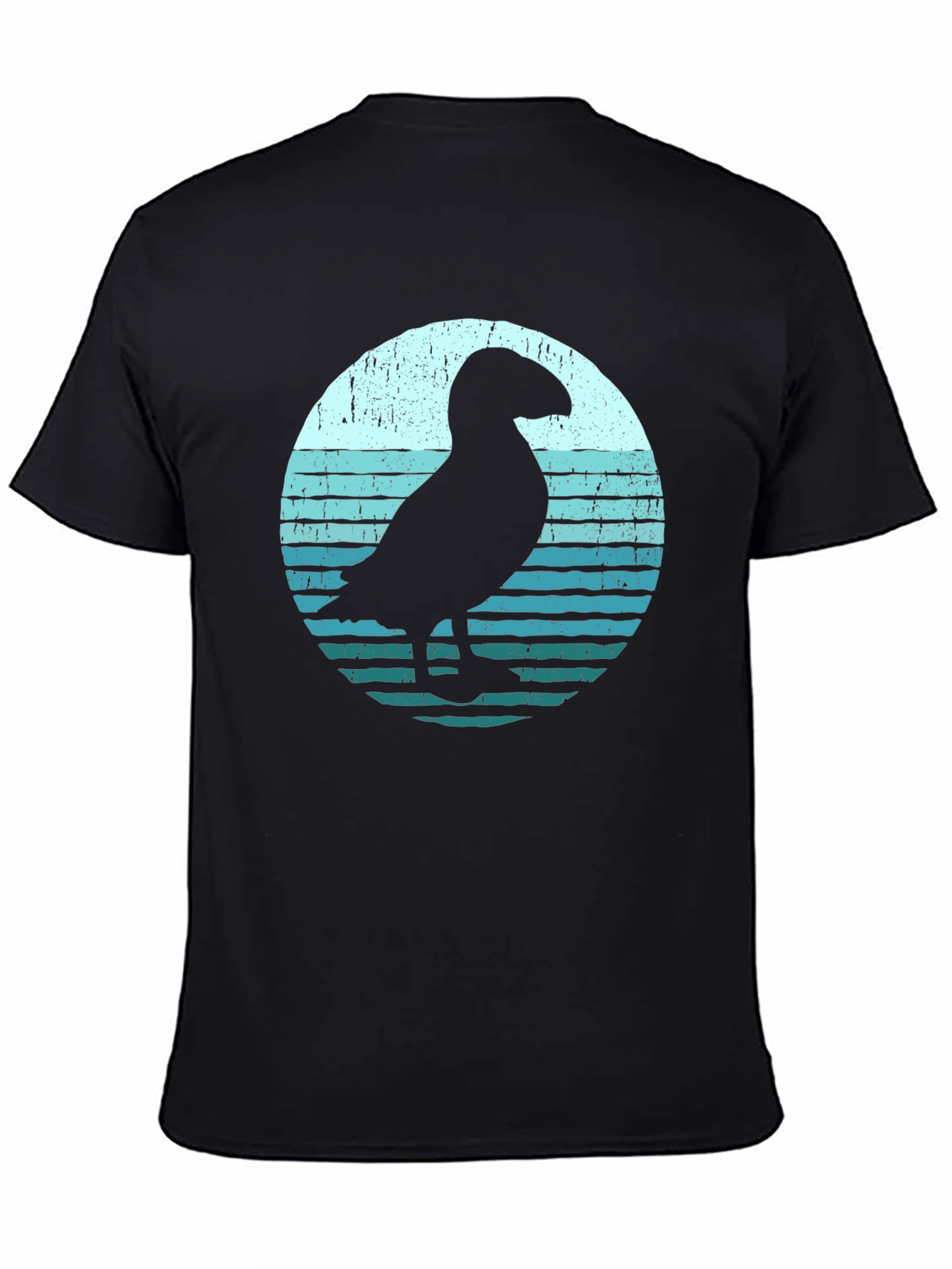 Black Puffin Silhouette Graphic Tee - Black view 4