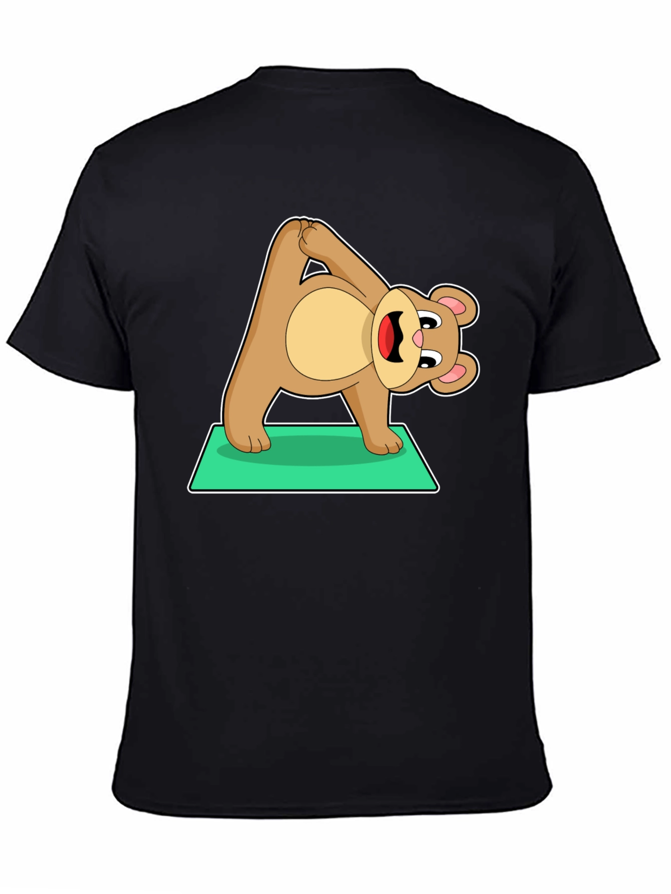 Black Yoga Bear Graphic Tee - Cute Exercise Cartoon Shirt view 4