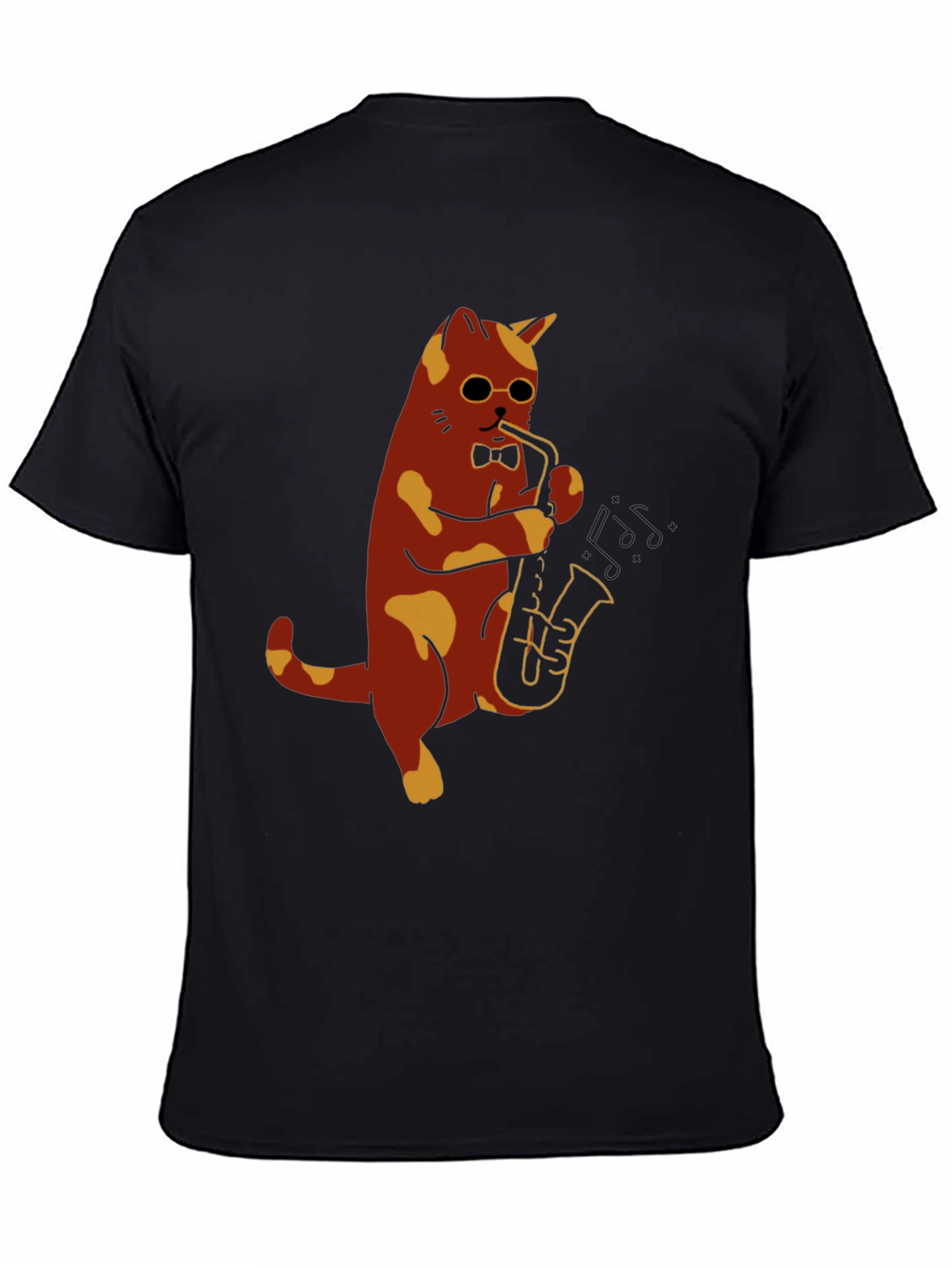 Black Cat Saxophone Player Graphic T-Shirt view 4