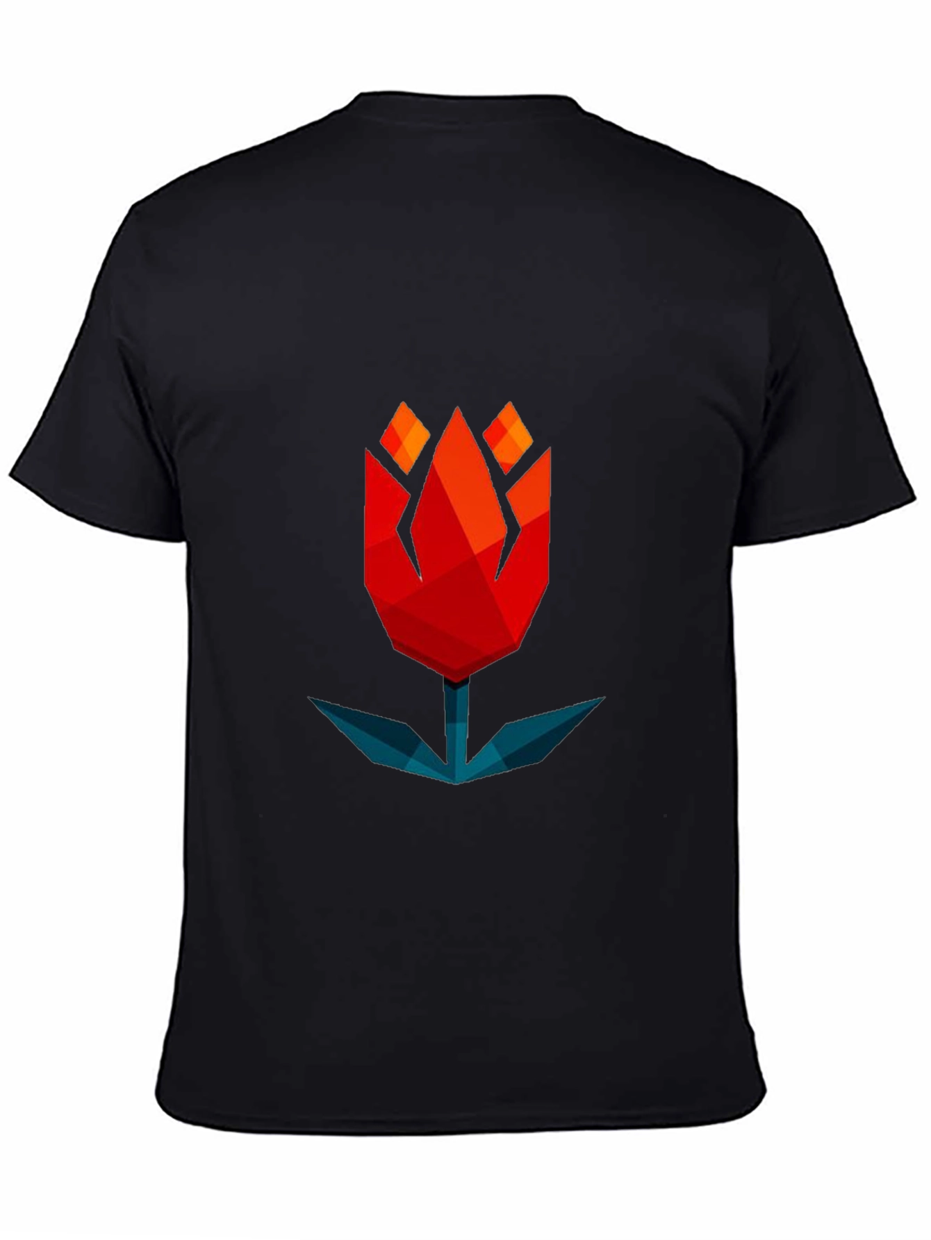 Black Geometric Tulip Graphic Tee - Modern Black T-Shirt view 4