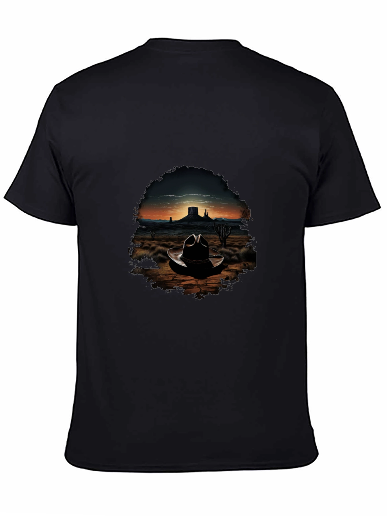 Black Desert Cowboy Hat T-Shirt - Western Graphic Tee view 4