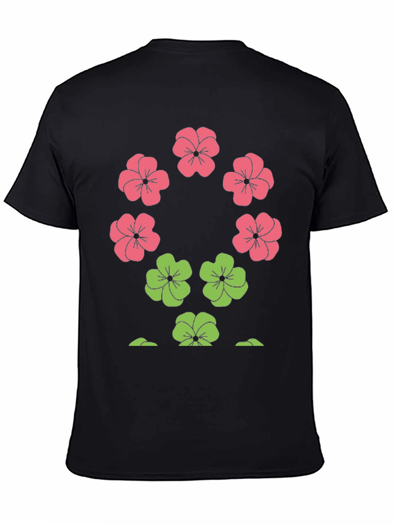 Black Floral Print Crew Neck T-Shirt view 4