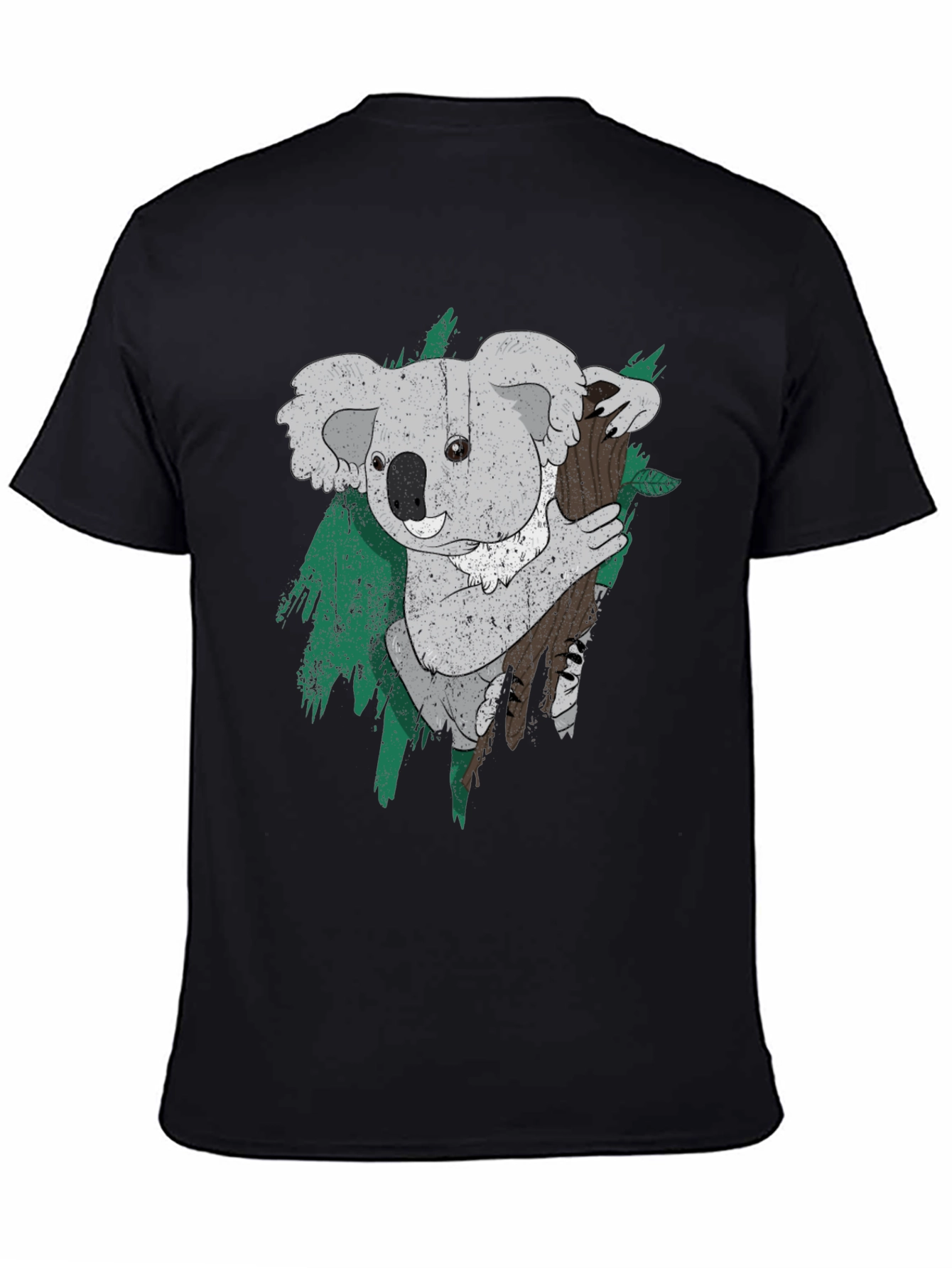 Black Koala Bear Graphic Print Black T-Shirt view 4
