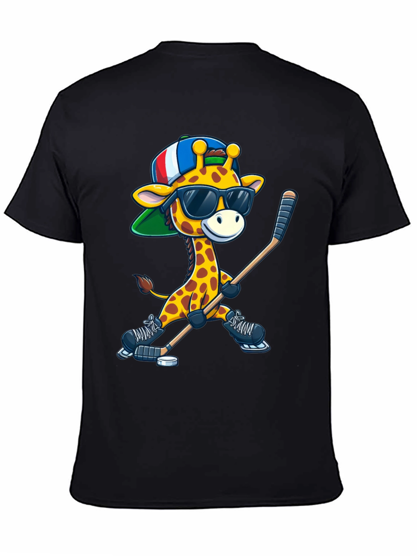 Black Giraffe Hockey Player Graphic Tee view 4