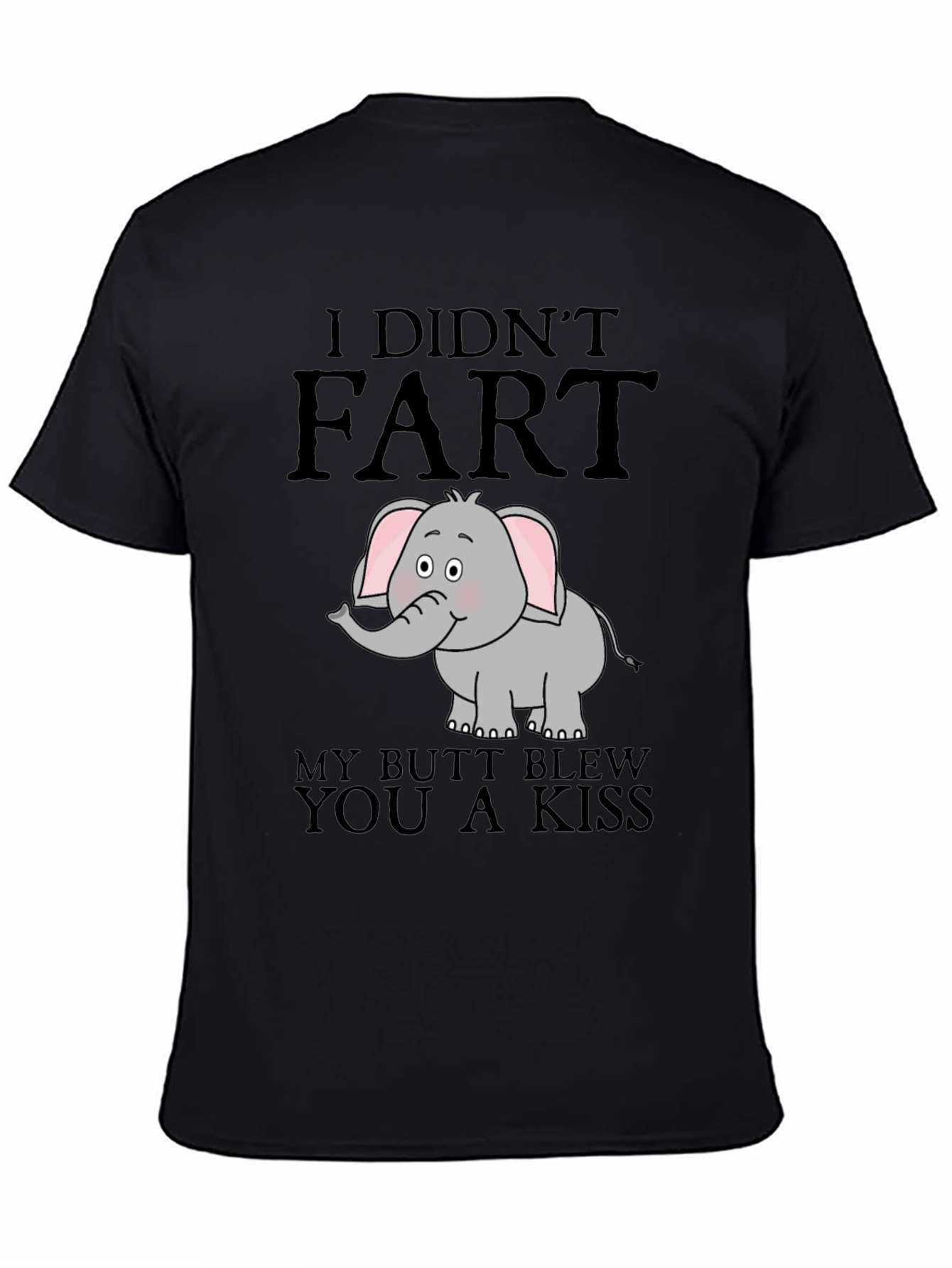 Black I Didn't Fart Elephant Graphic T-Shirt view 4