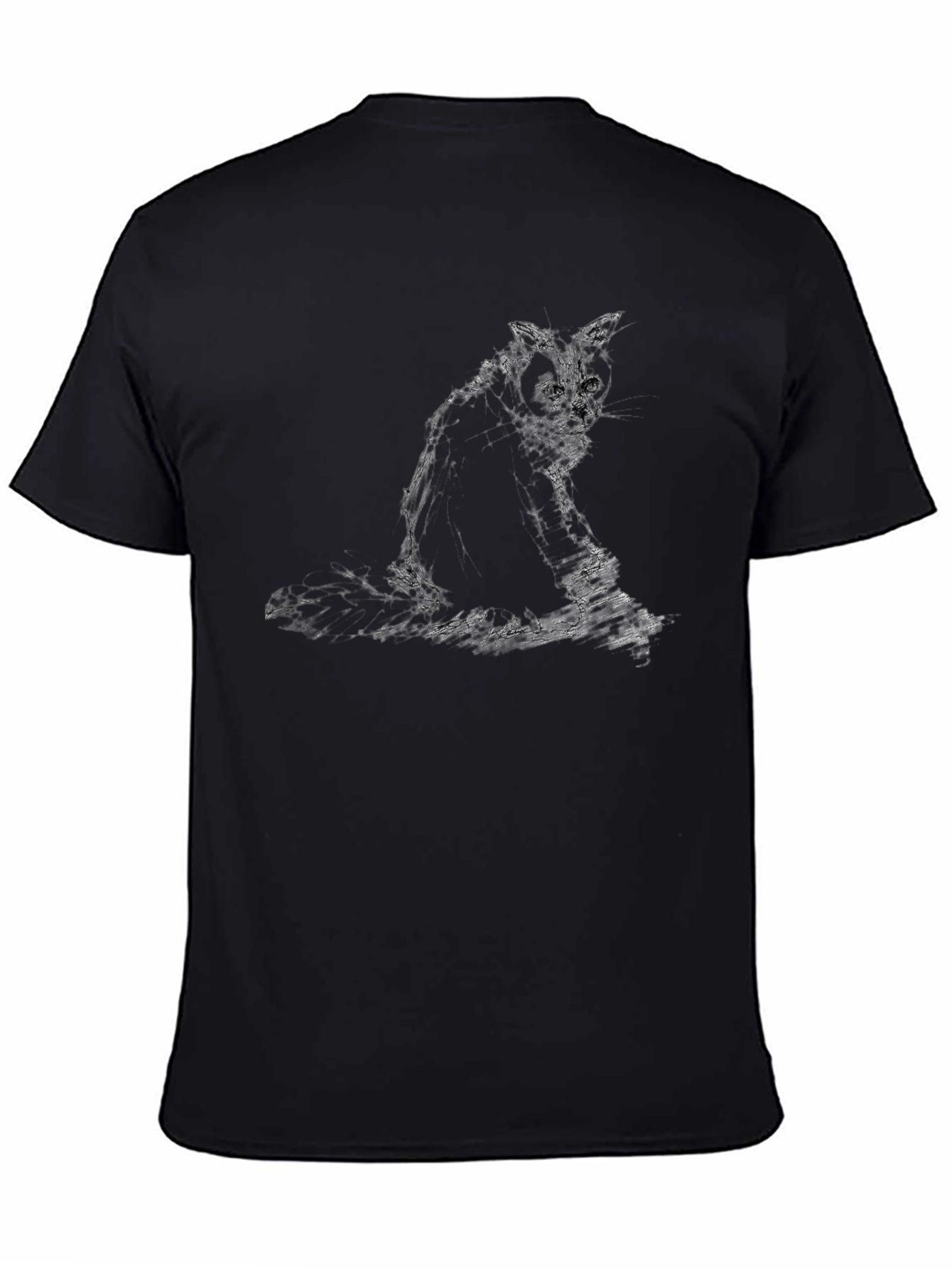 Black Black T-Shirt with Cat Graphic view 4