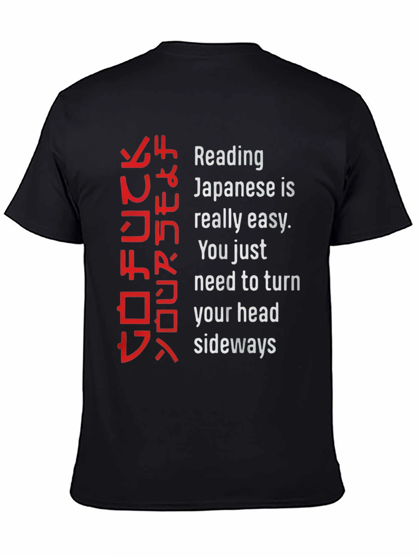 Black Funny Reading Japanese Shirt view 4