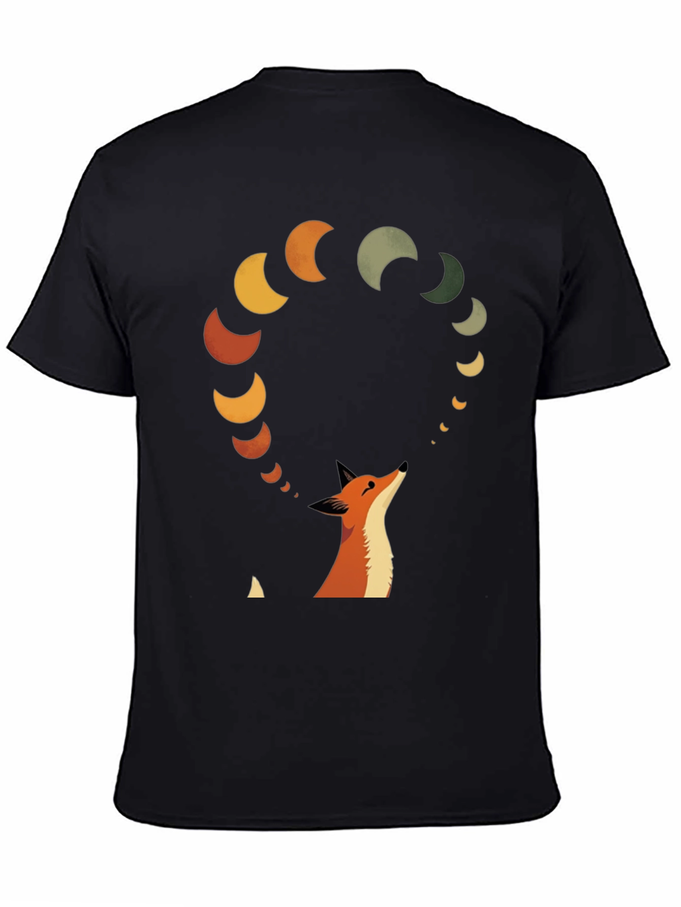 Black Fox & Moon Phases Graphic Tee view 4
