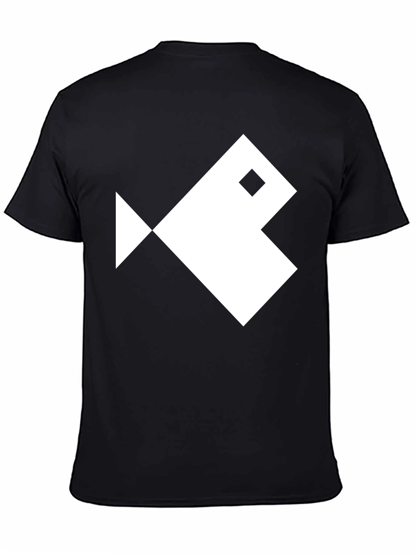 Black Geometric Fish Graphic Tee - Black Cotton T-Shirt view 4