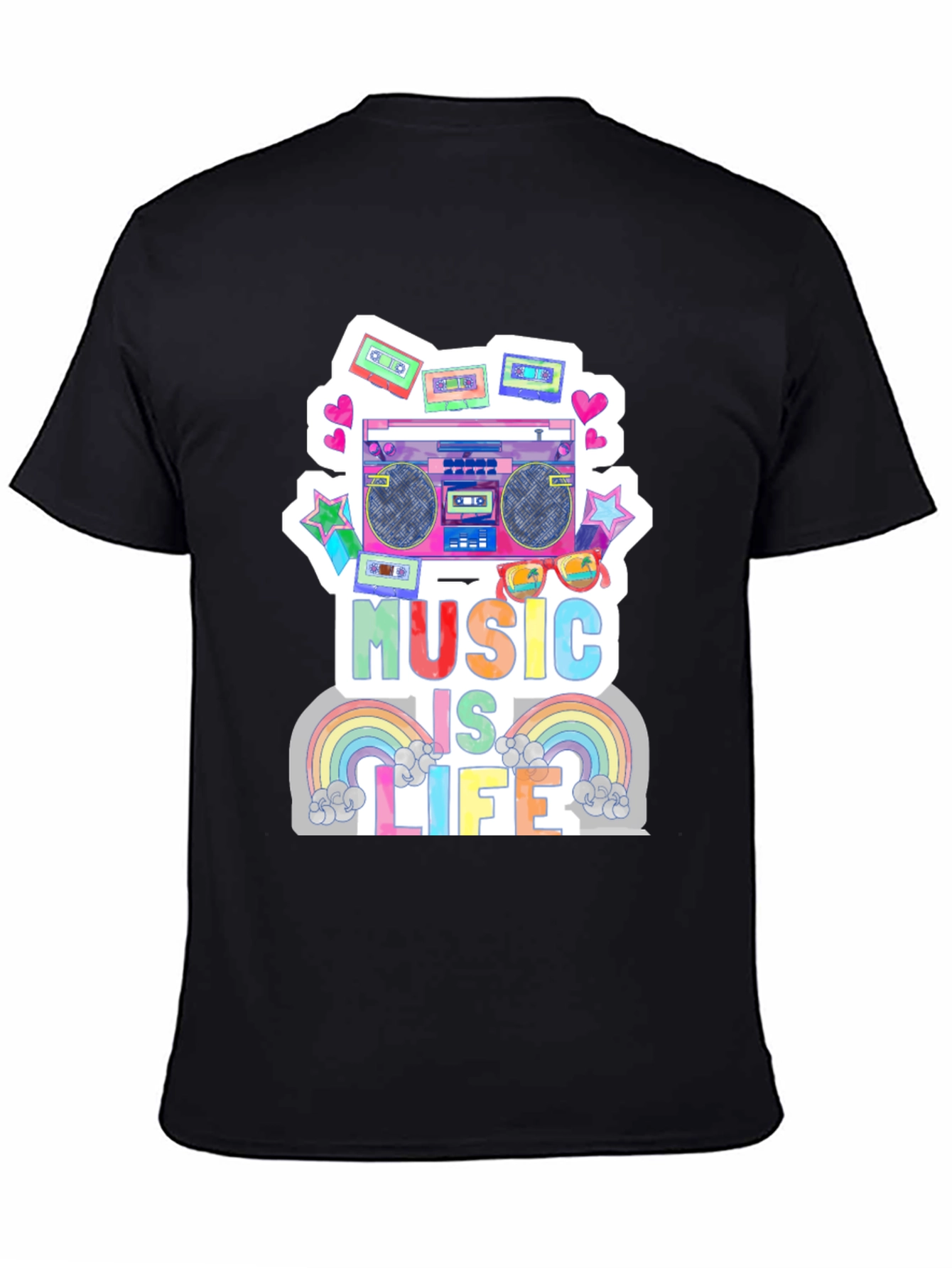 Black Music is Life Graphic Tee - Retro Boombox Design view 4