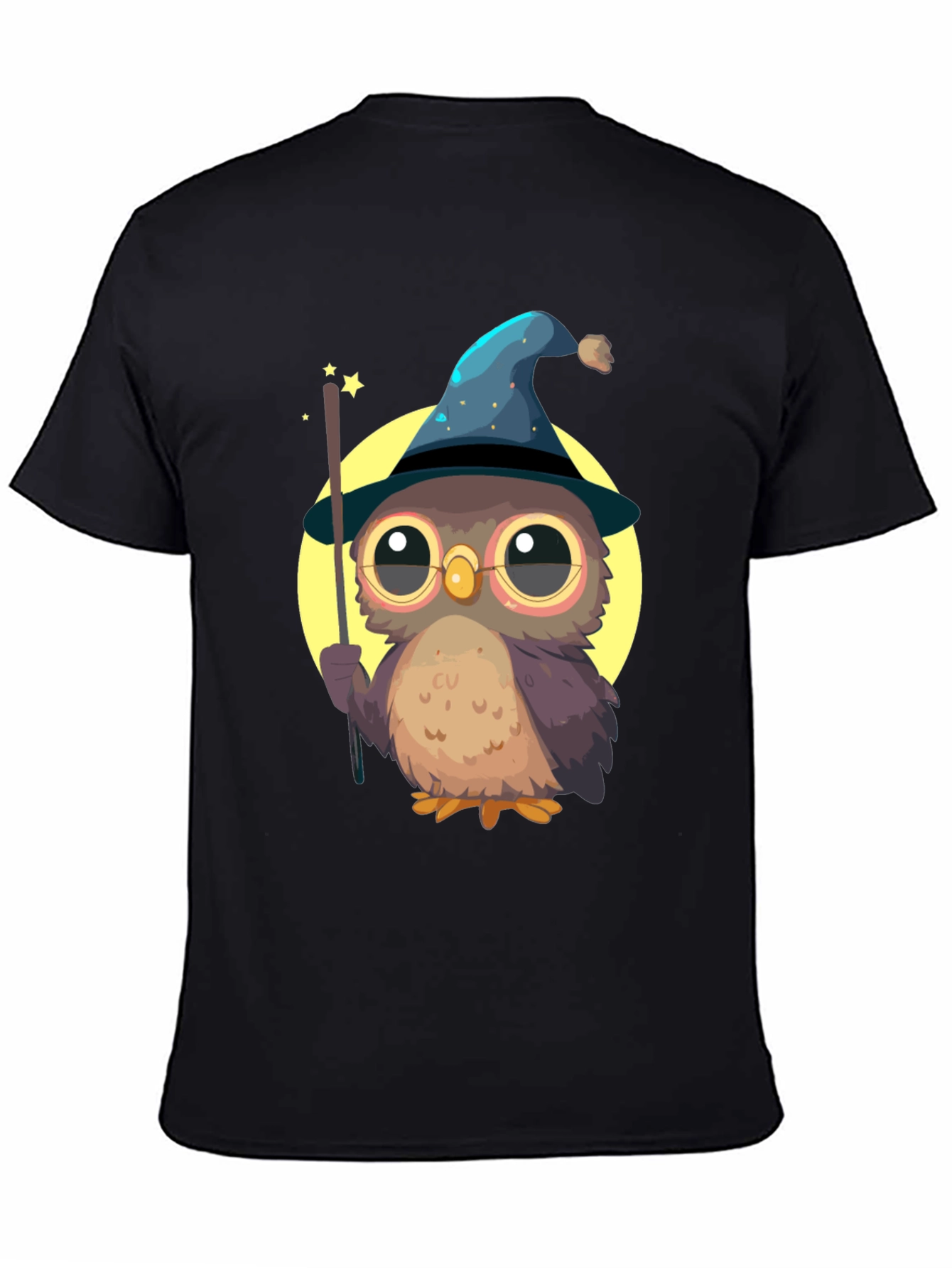 Black Wizard Owl T-Shirt - Cute & Quirky Tee for Magic Lovers view 4