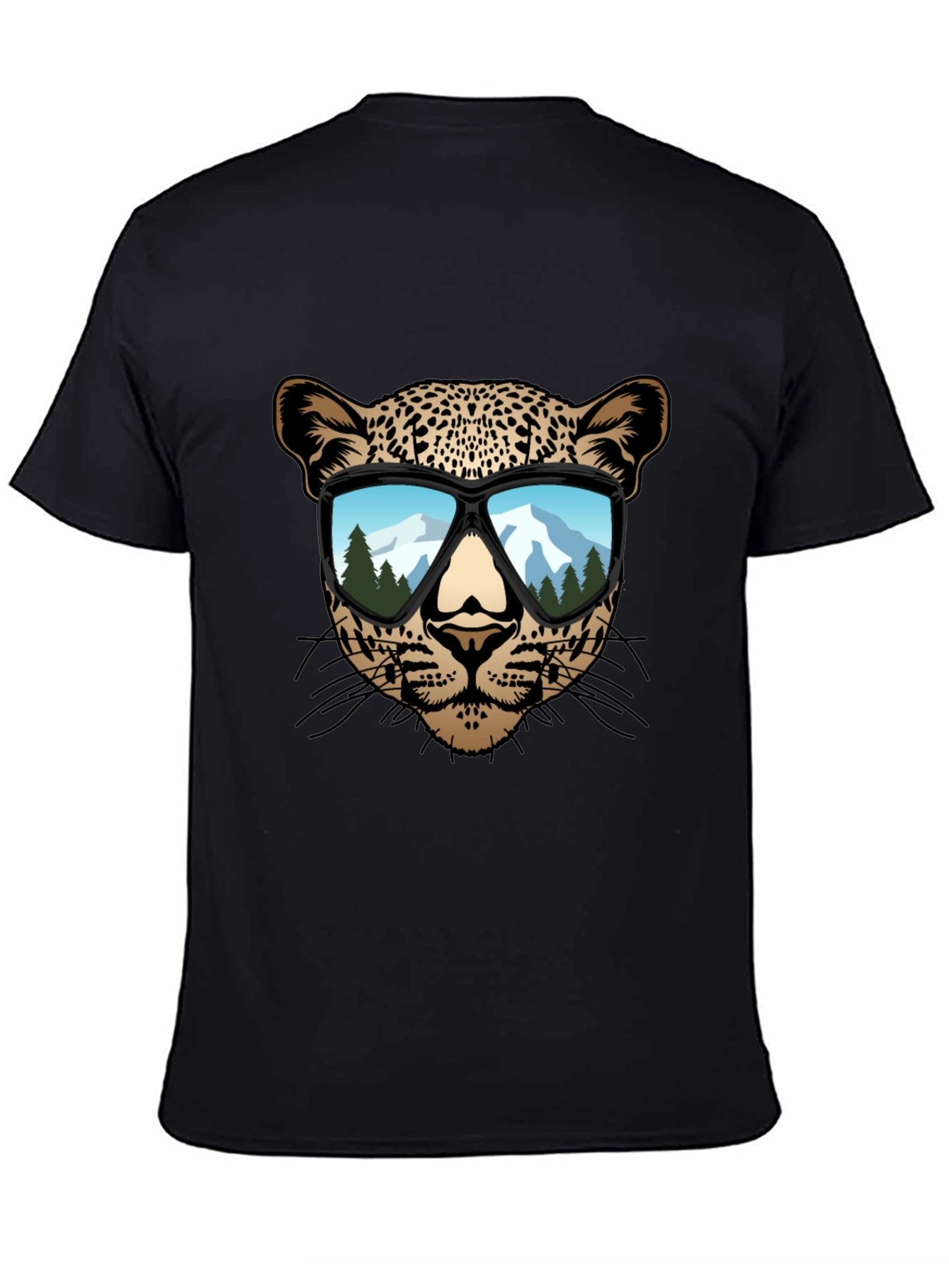 Black Cool Leopard Graphic Tee - Men's Black T-Shirt view 4
