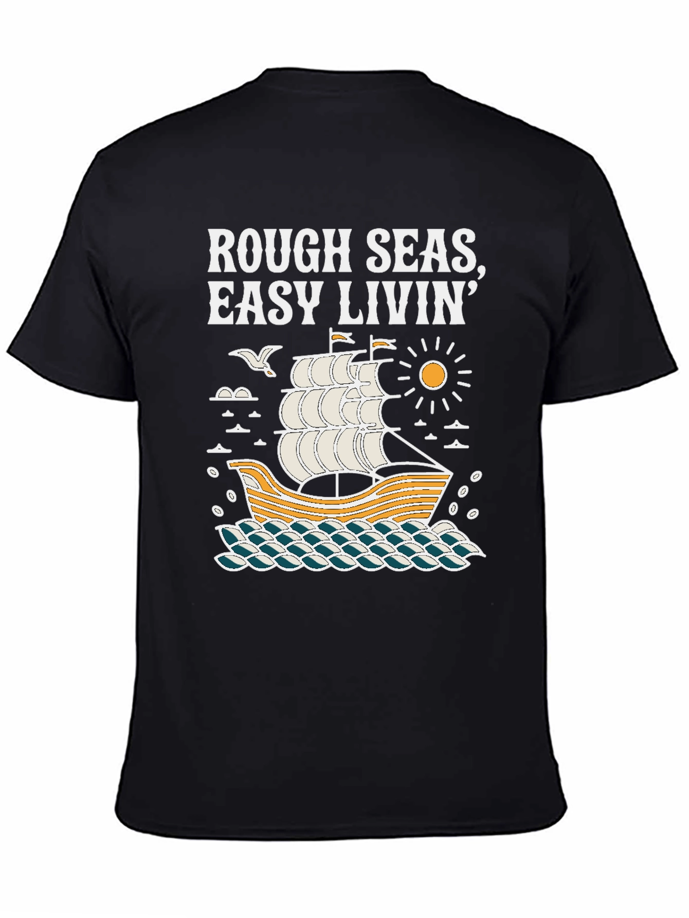 Black Rough Seas, Easy Livin' Black Graphic Tee view 4