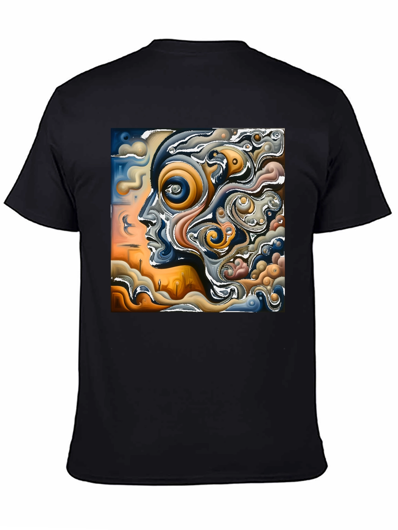 Black Abstract Art Graphic Print Black T-Shirt view 4