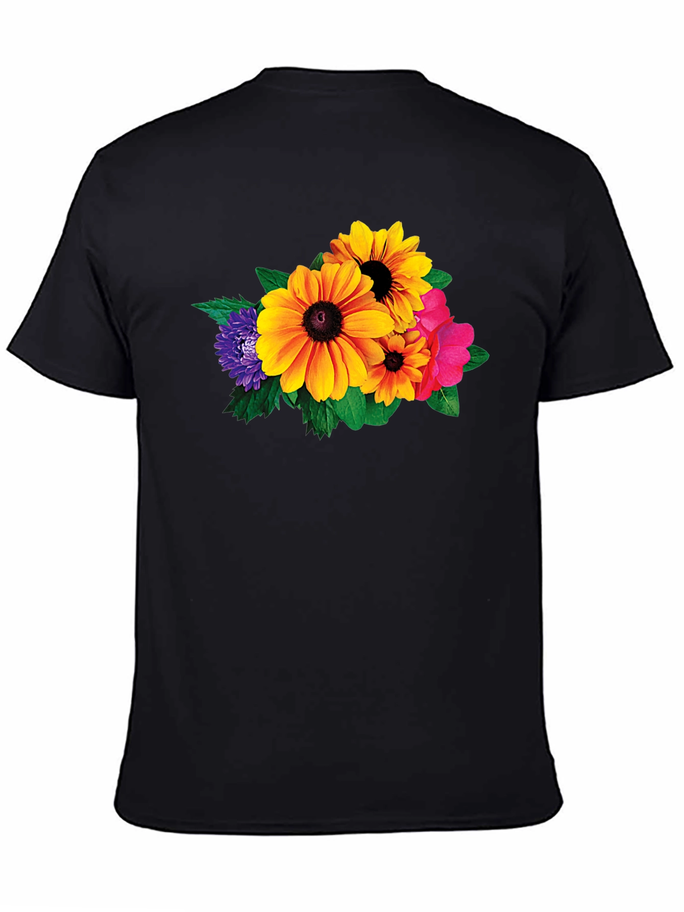 Black Floral Graphic Black T-Shirt view 4