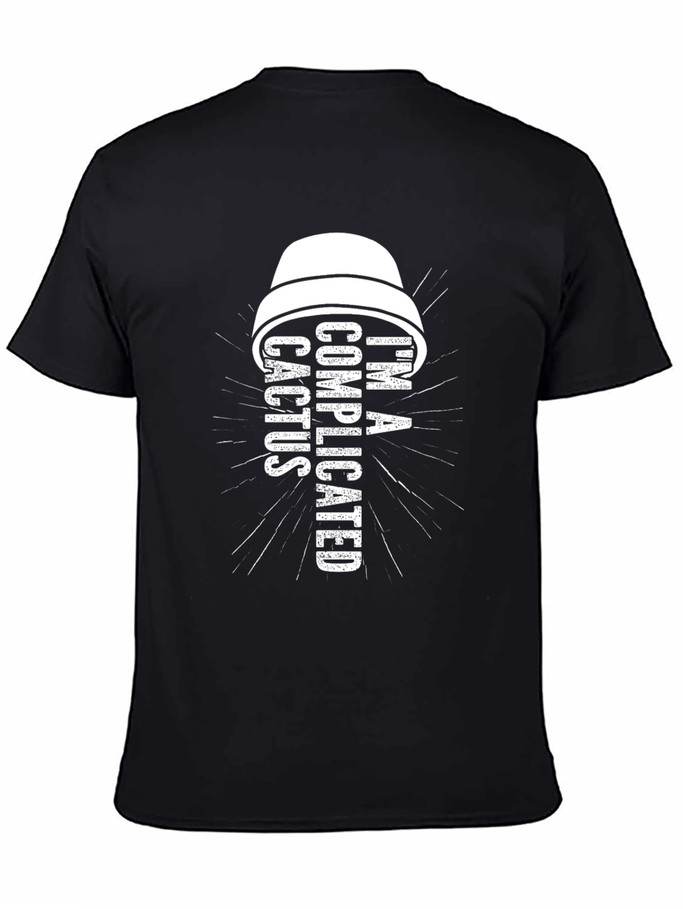 Black Complicated Cactus Graphic Tee - Black Cotton Blend view 4