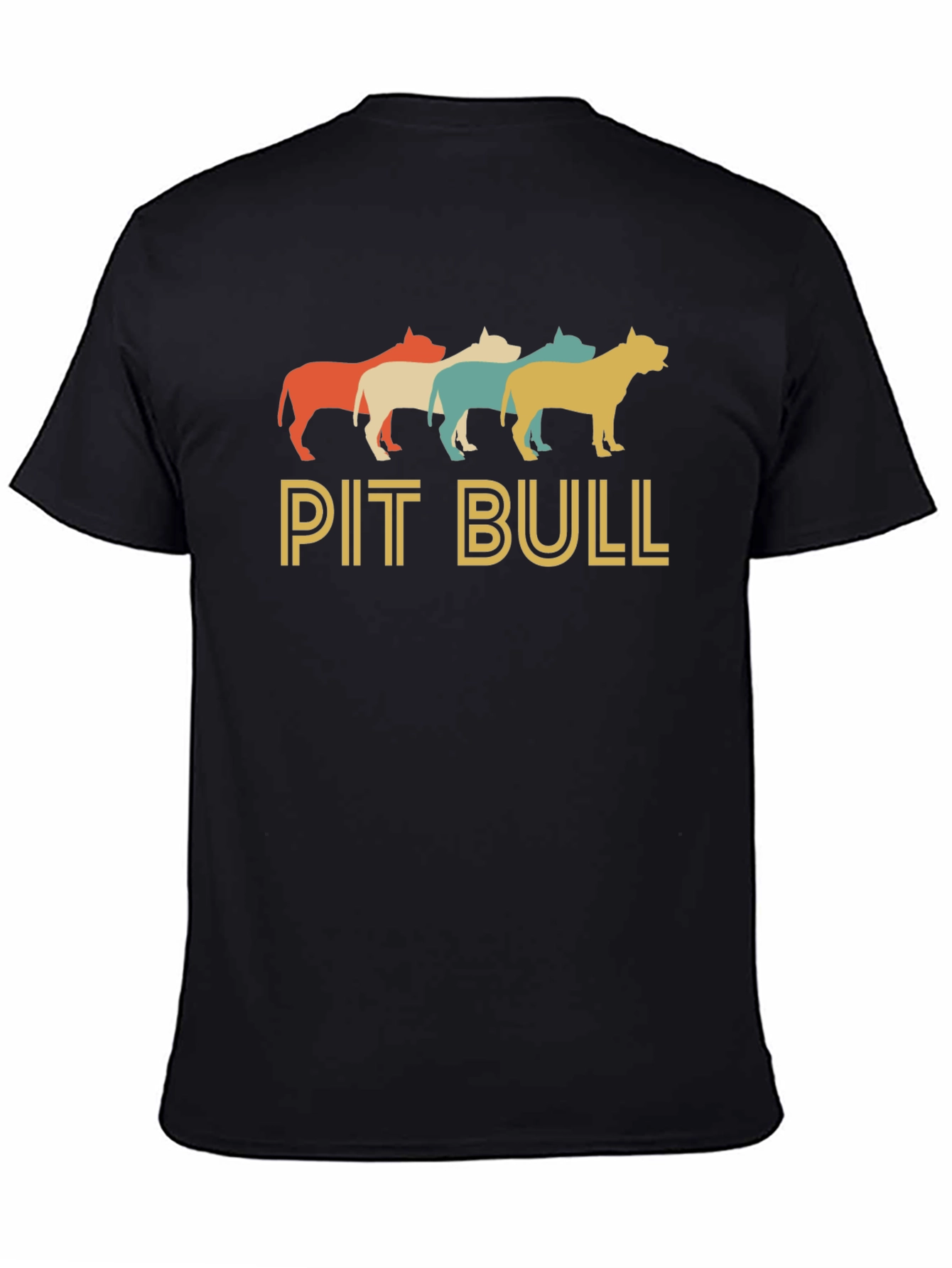 Black Retro Pit Bull Graphic Tee - Black Cotton Blend view 4