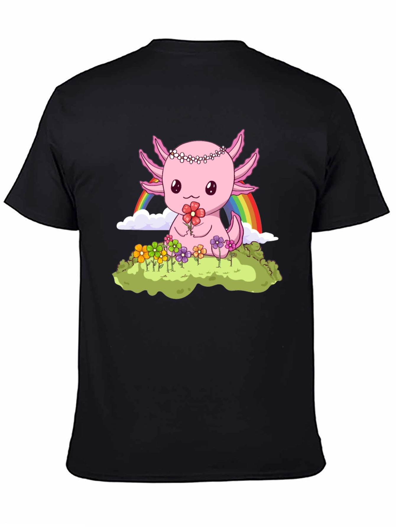 Black Axolotl Rainbow T-Shirt view 4