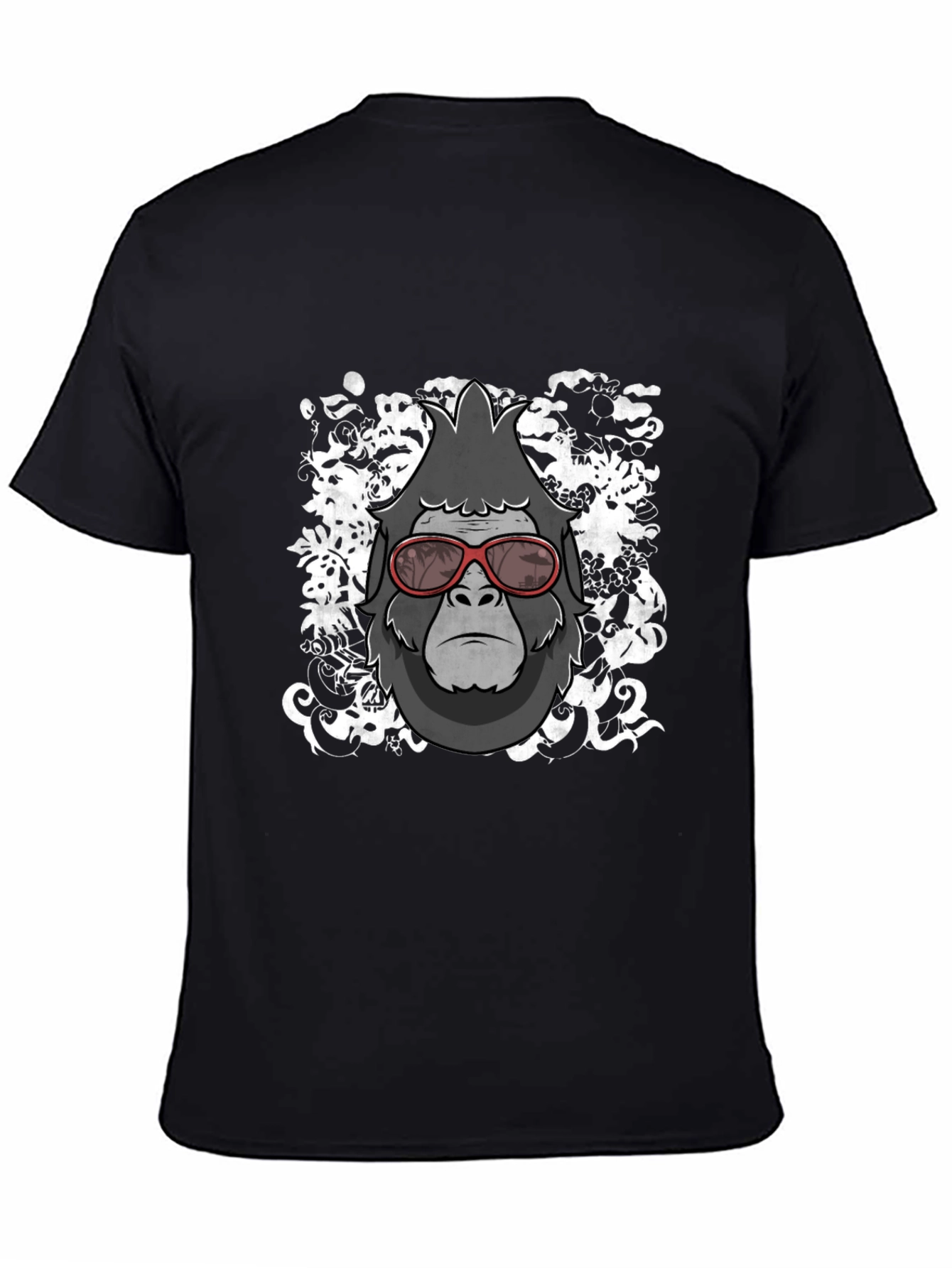 Black Cool Gorilla Graphic Tee - Black Cotton Blend T-Shirt view 4