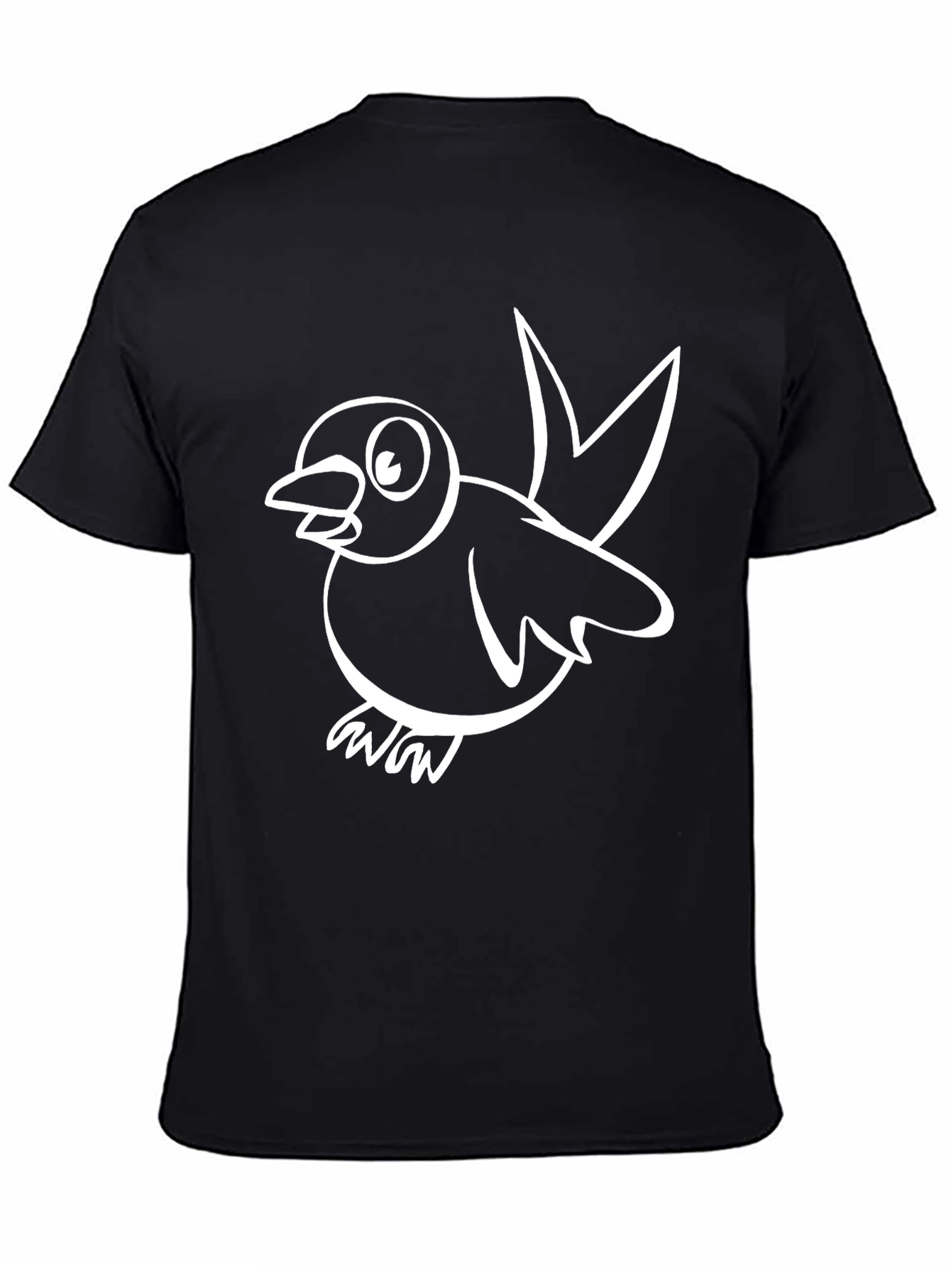 Black Black T-Shirt with White Bird Graphic view 4