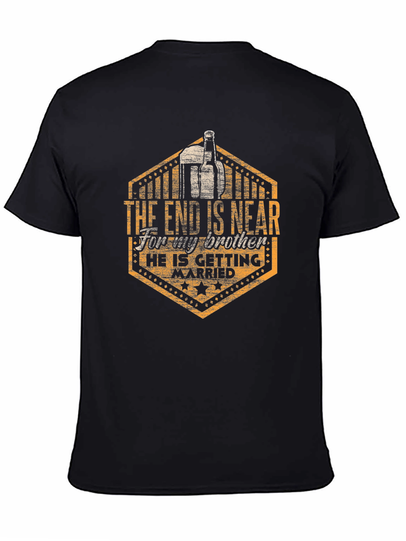 Black Funny The End is Near Brother Wedding T-Shirt view 4