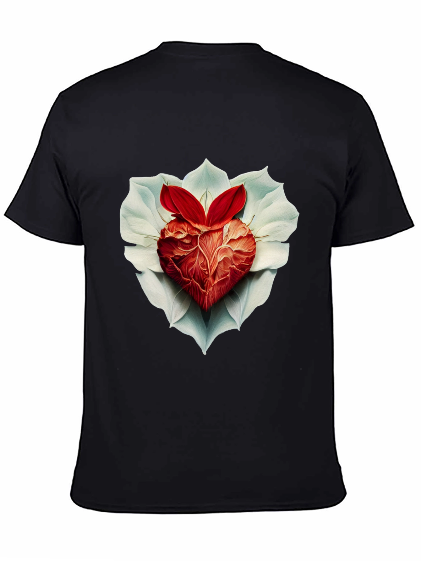 Black Anatomical Heart & Flower T-Shirt view 4