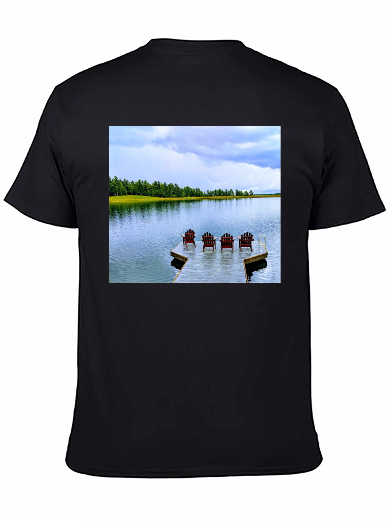 Black Lake View T-Shirt: Relax on the Dock view 4